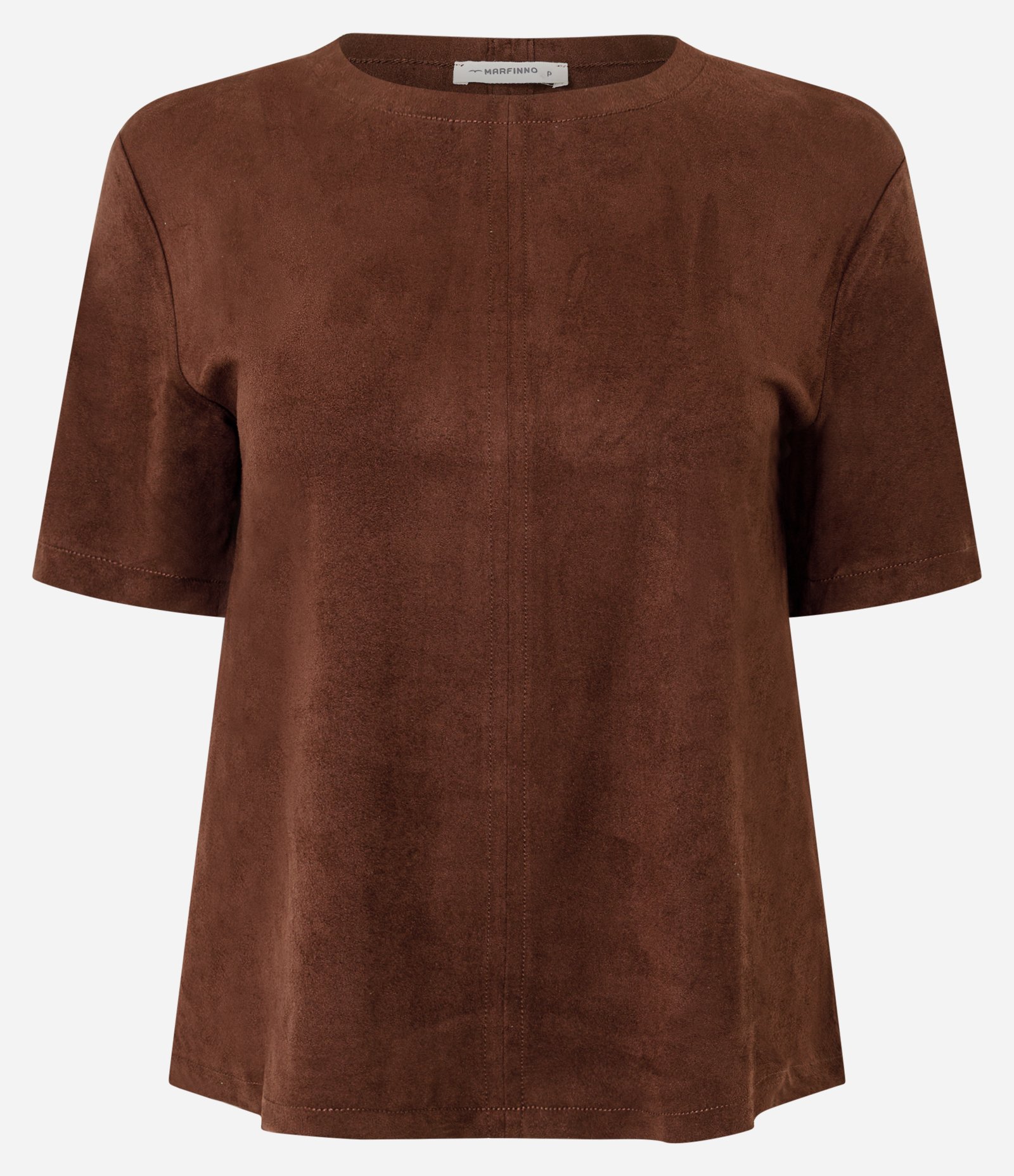 Blusa Regular em Suede com Manga Curta Marrom 4