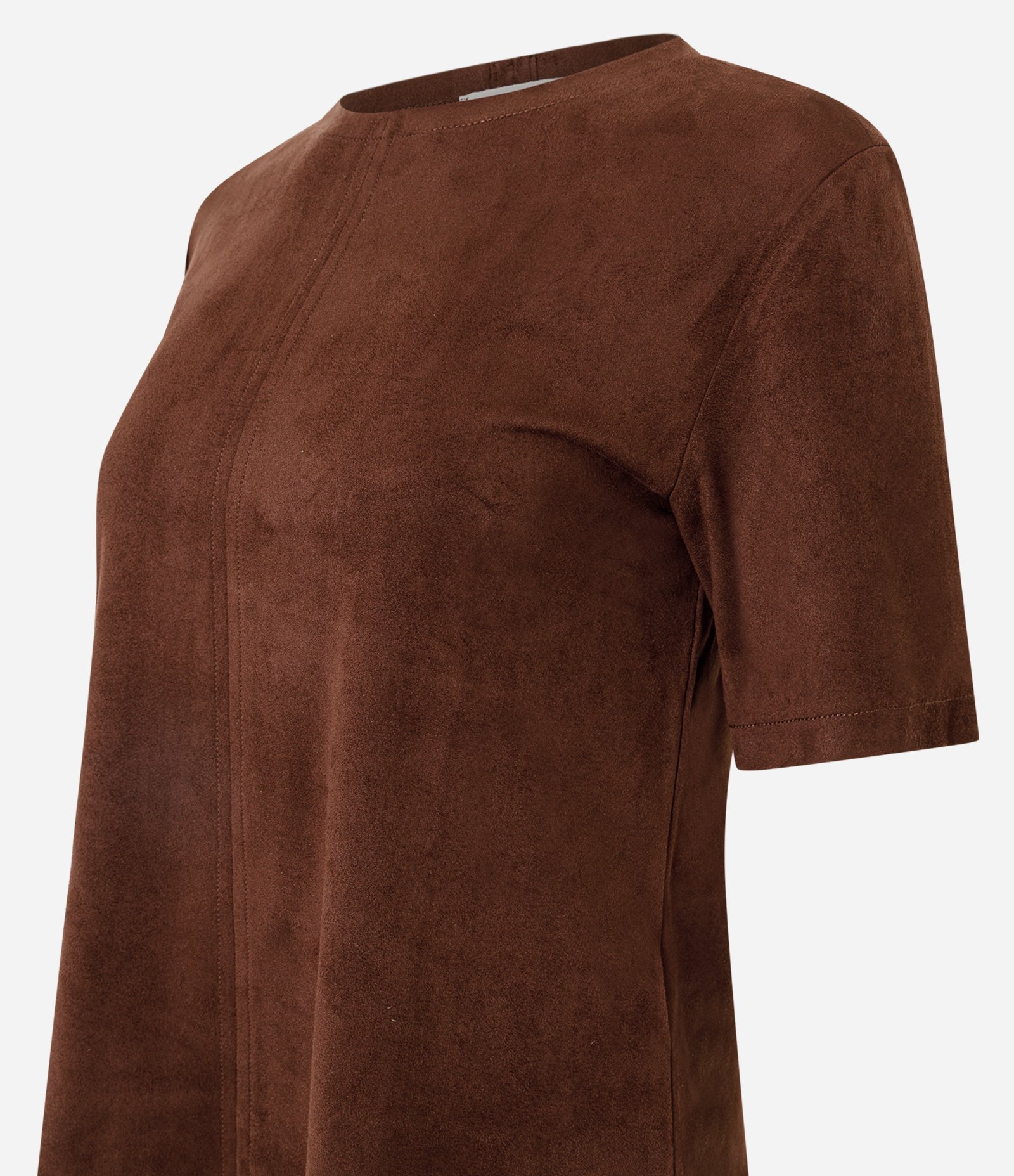 Blusa Regular em Suede com Manga Curta Marrom 5