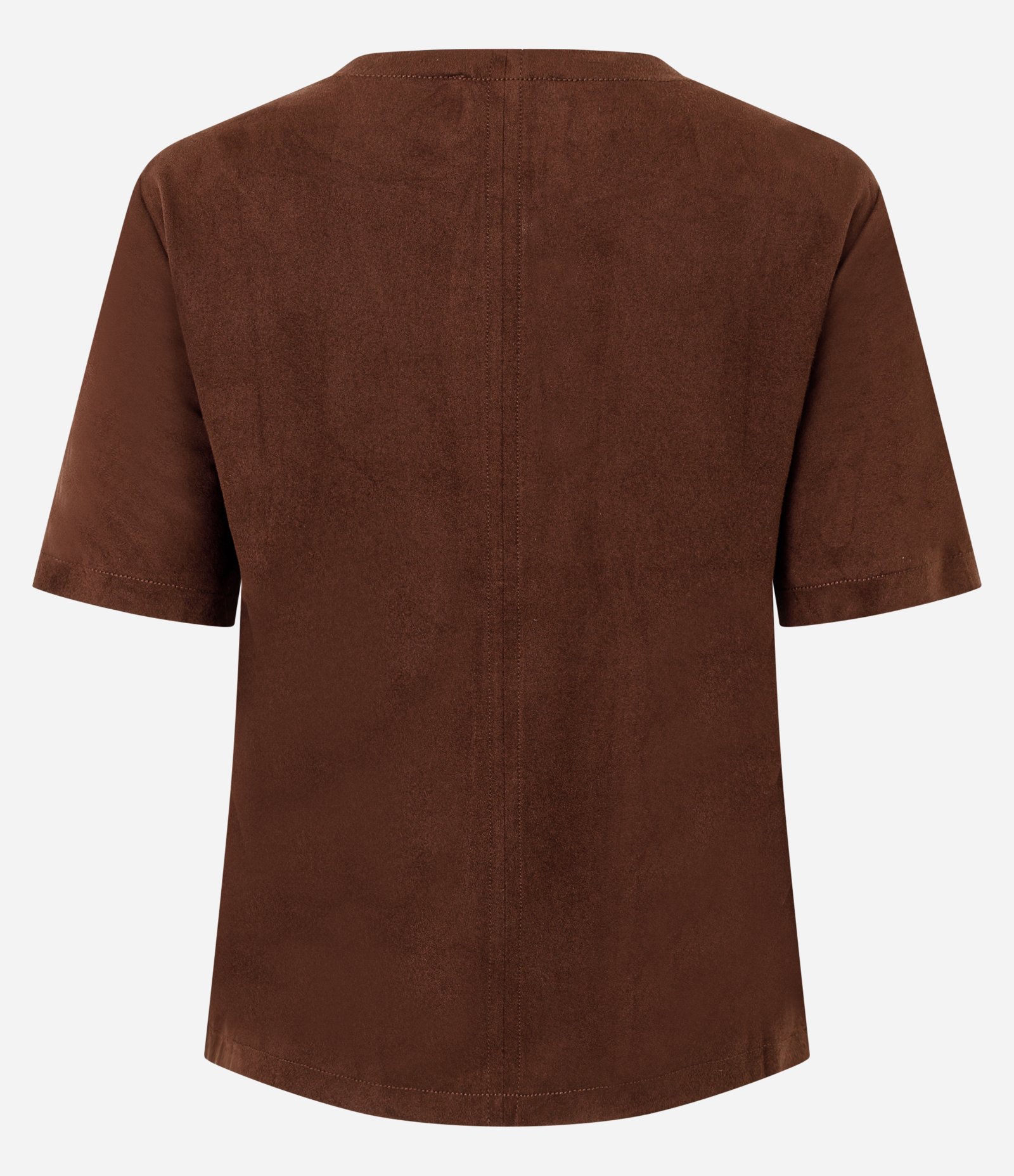 Blusa Regular em Suede com Manga Curta Marrom 6