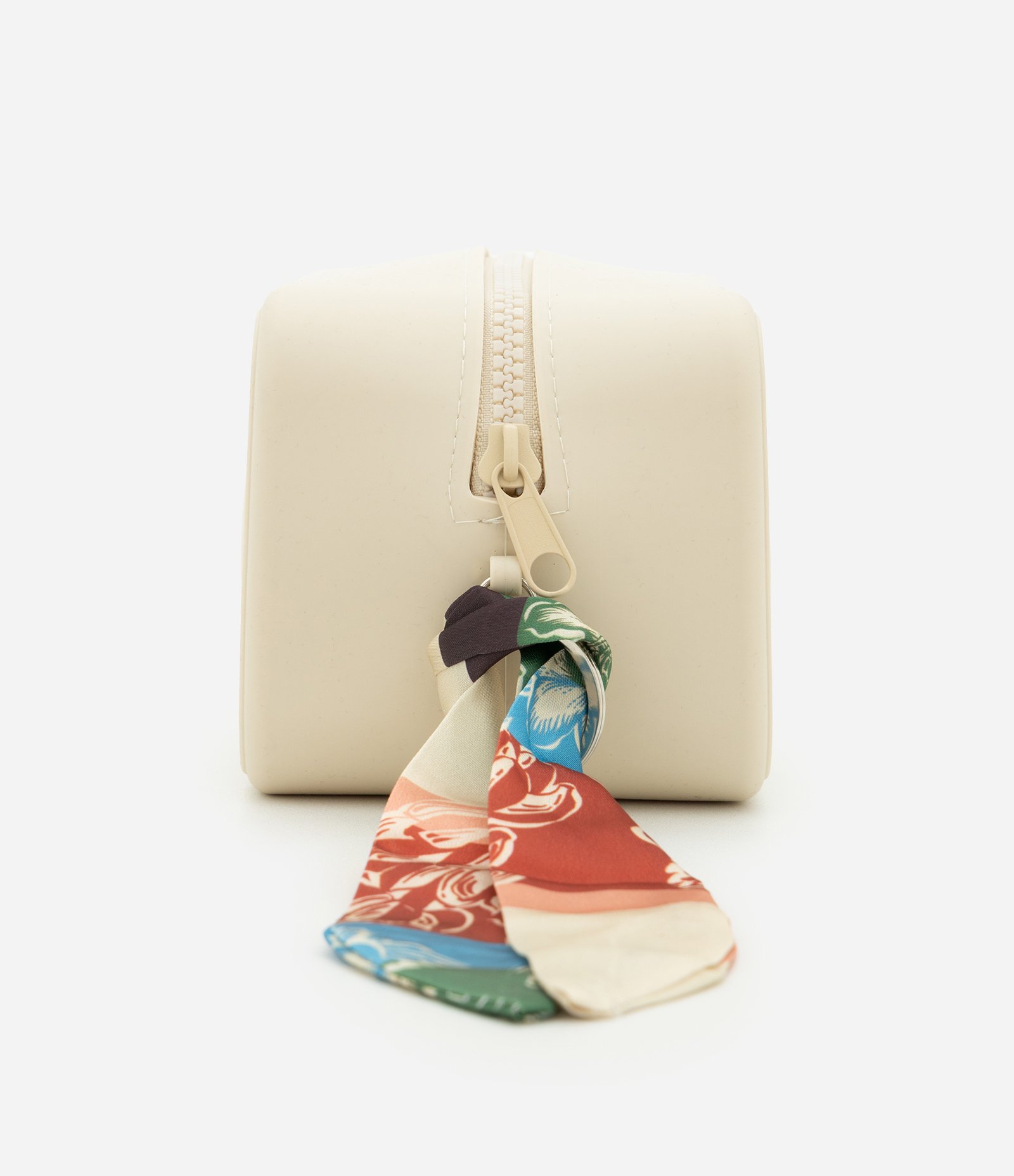 Necessaire Média Retangular com Puxador de Lenço Contrastante Bege 2