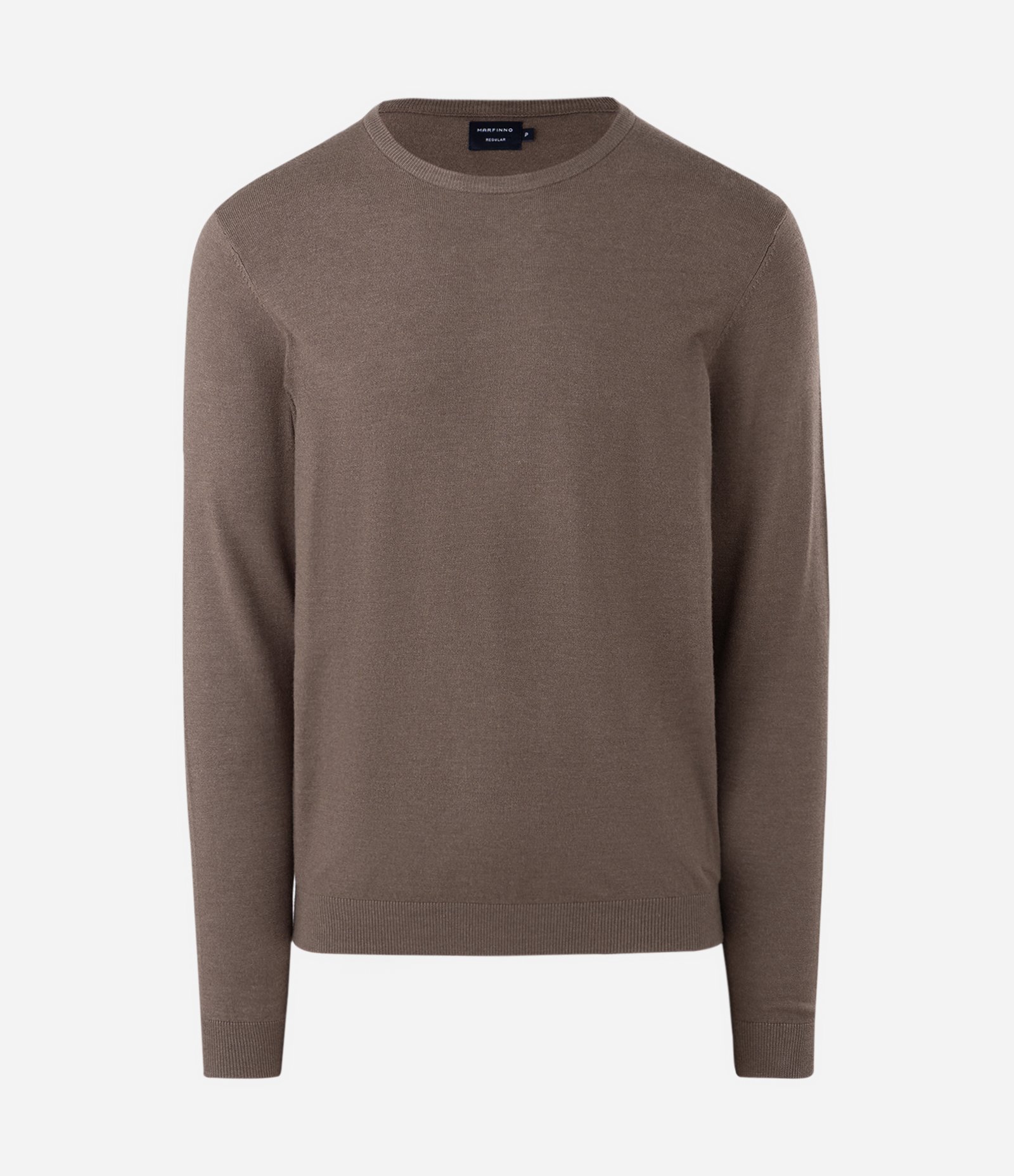 Suéter Básico em Efeito Tricô com Acabamento Canelado Marrom Escuro 1