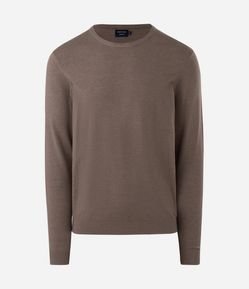 Suéter Básico em Efeito Tricô com Acabamento Canelado