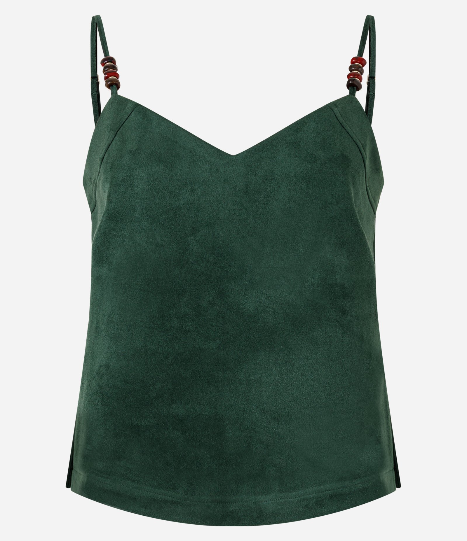 Blusa Curta em Suede com Bolinhas na Alça Verde 1