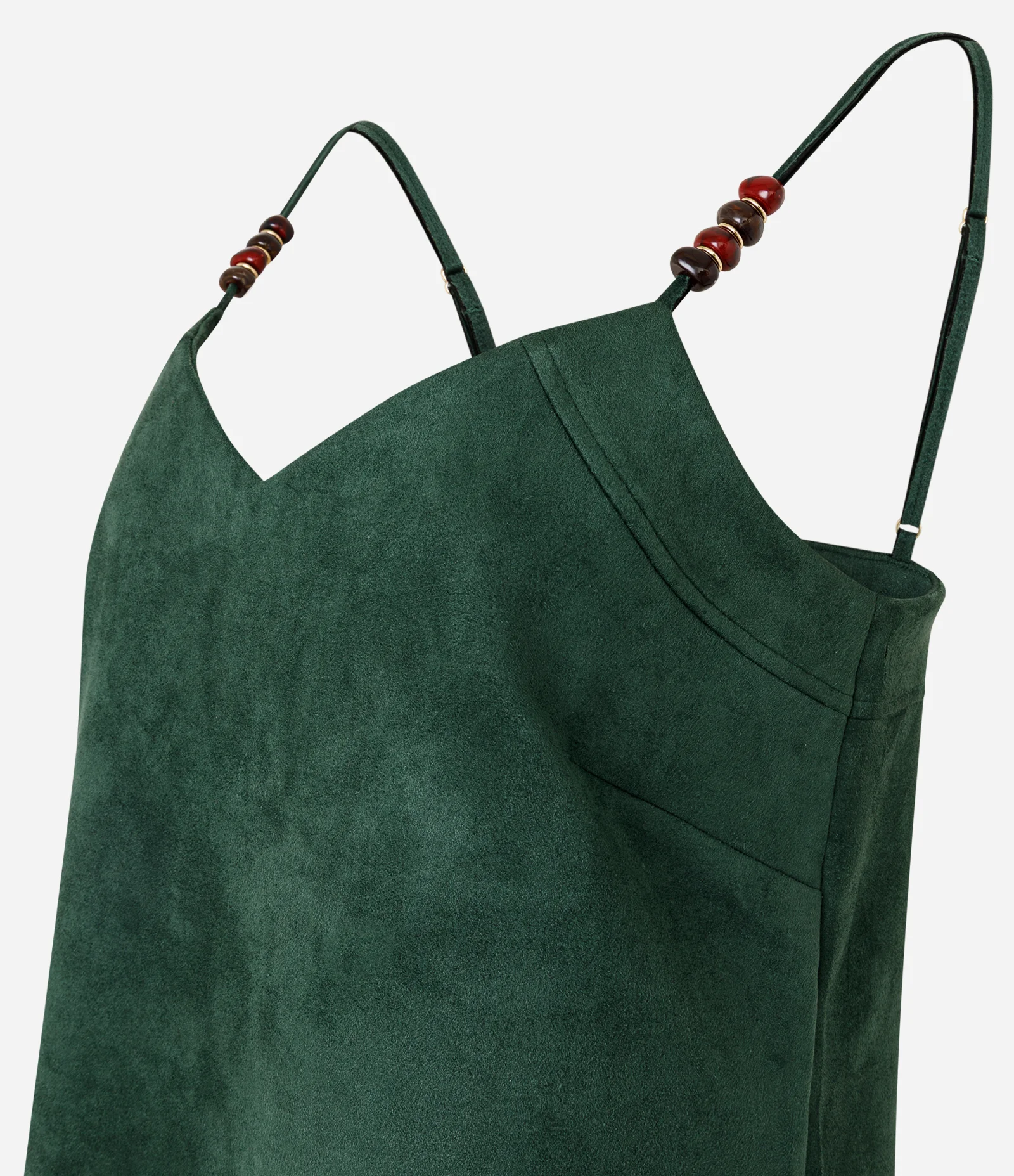 Blusa Curta em Suede com Bolinhas na Alça Verde 2