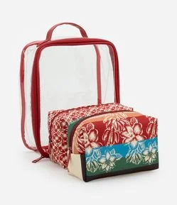 Necessaire 3 em 1 com Estampa e Viés Contrastantes