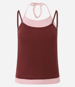 Blusa de Alcinha em Ribana com Sobreposição