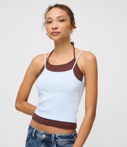 Blusa de Alcinha em Ribana com Sobreposição