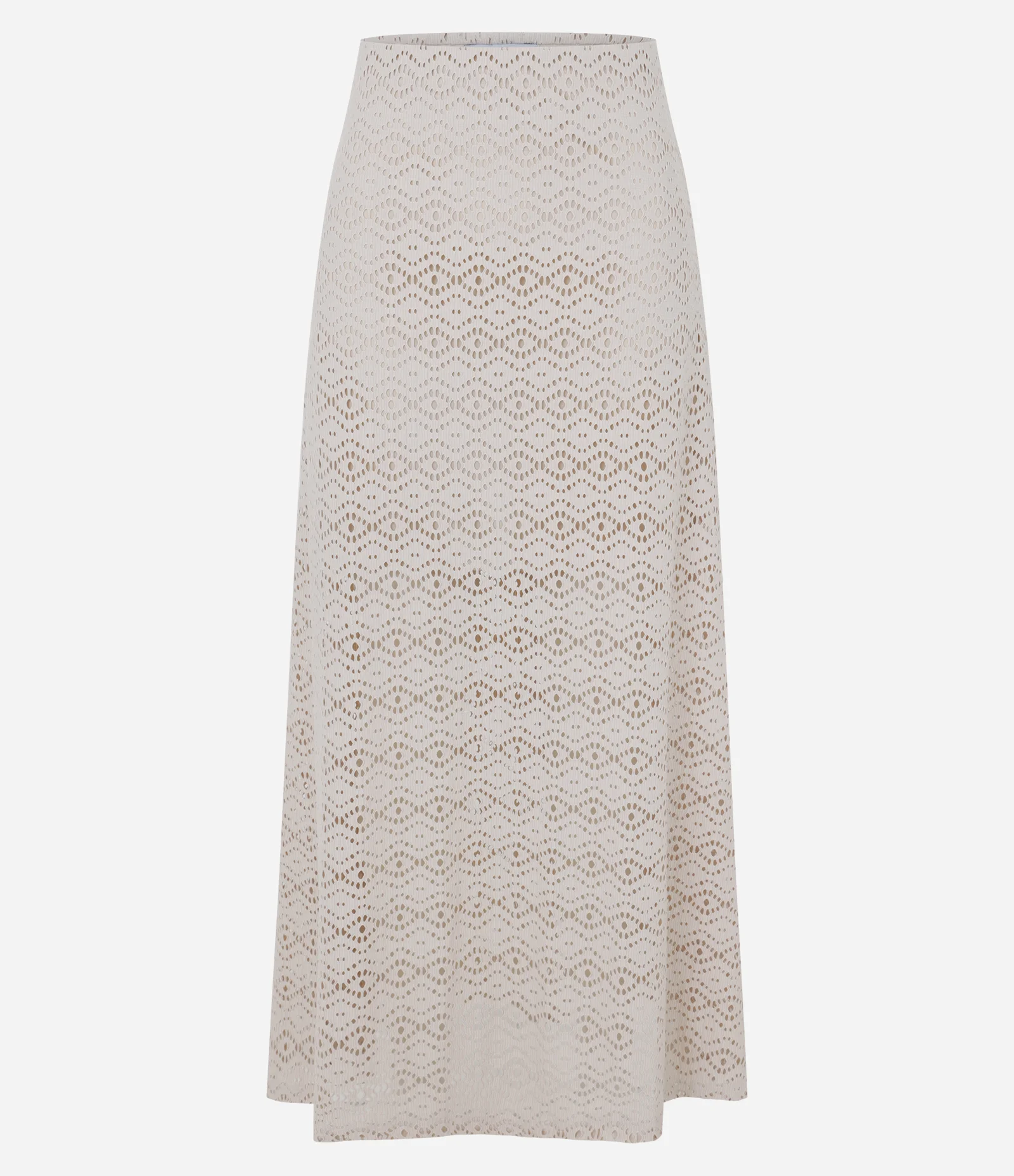 Saia Evasê Longa Texturizada Off White 6