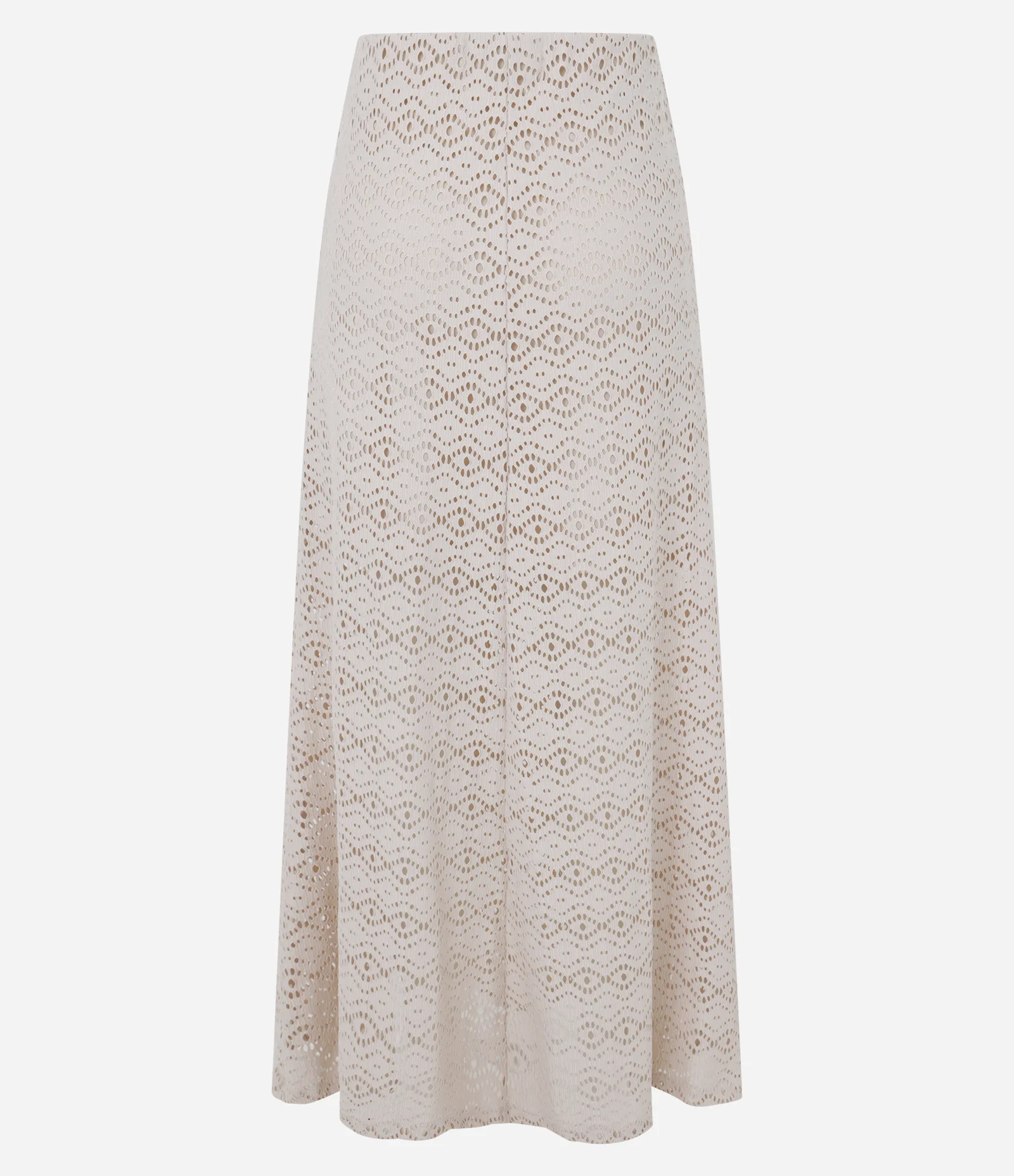 Saia Evasê Longa Texturizada Off White 8