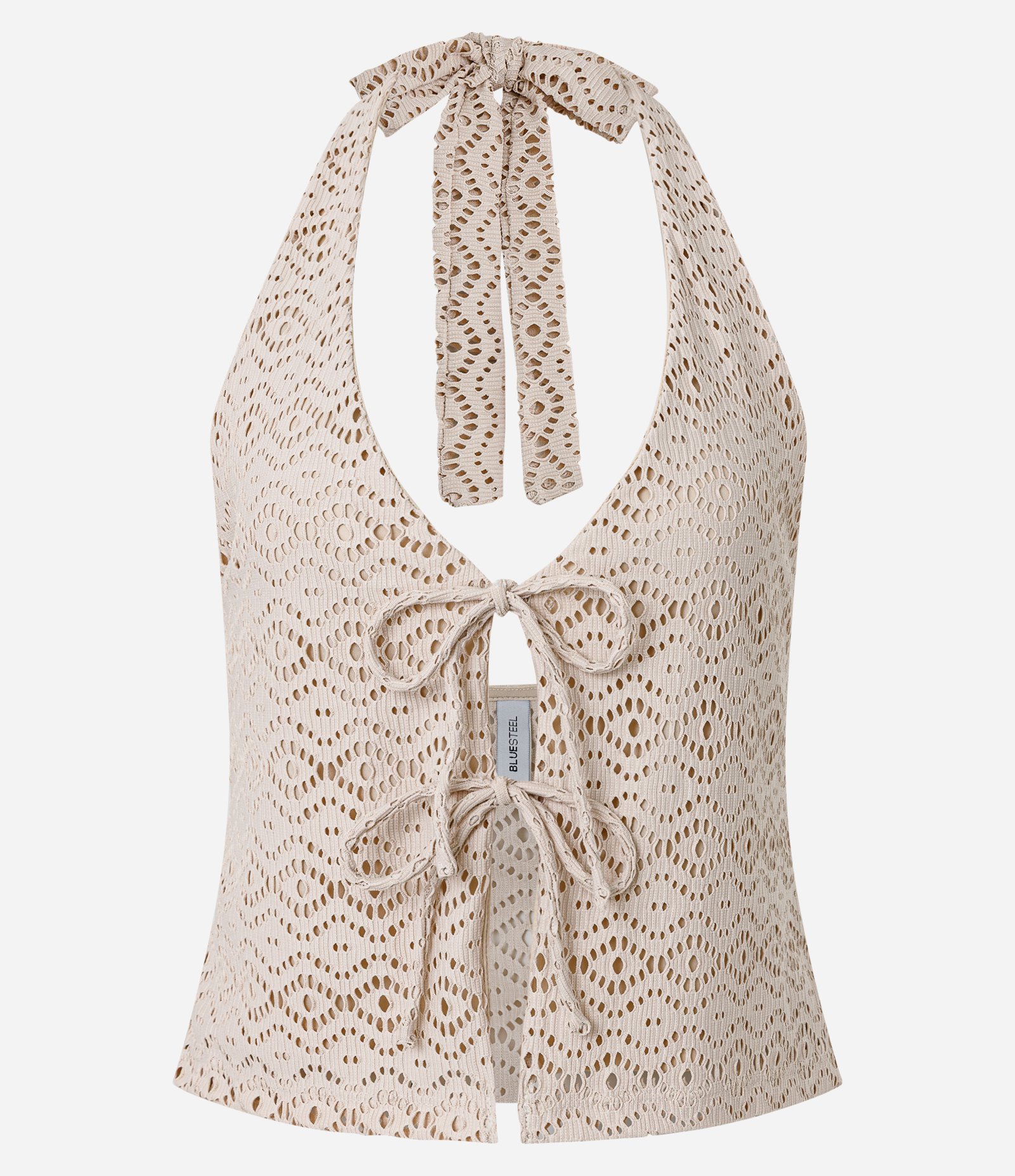 Colete Texturizado com Amarrações Frontais Bege 6