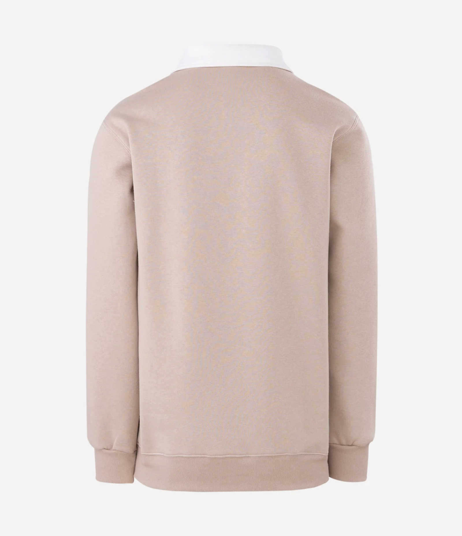 Blusão Moletom com Felpa e Gola Polo Contrastante Bege 2