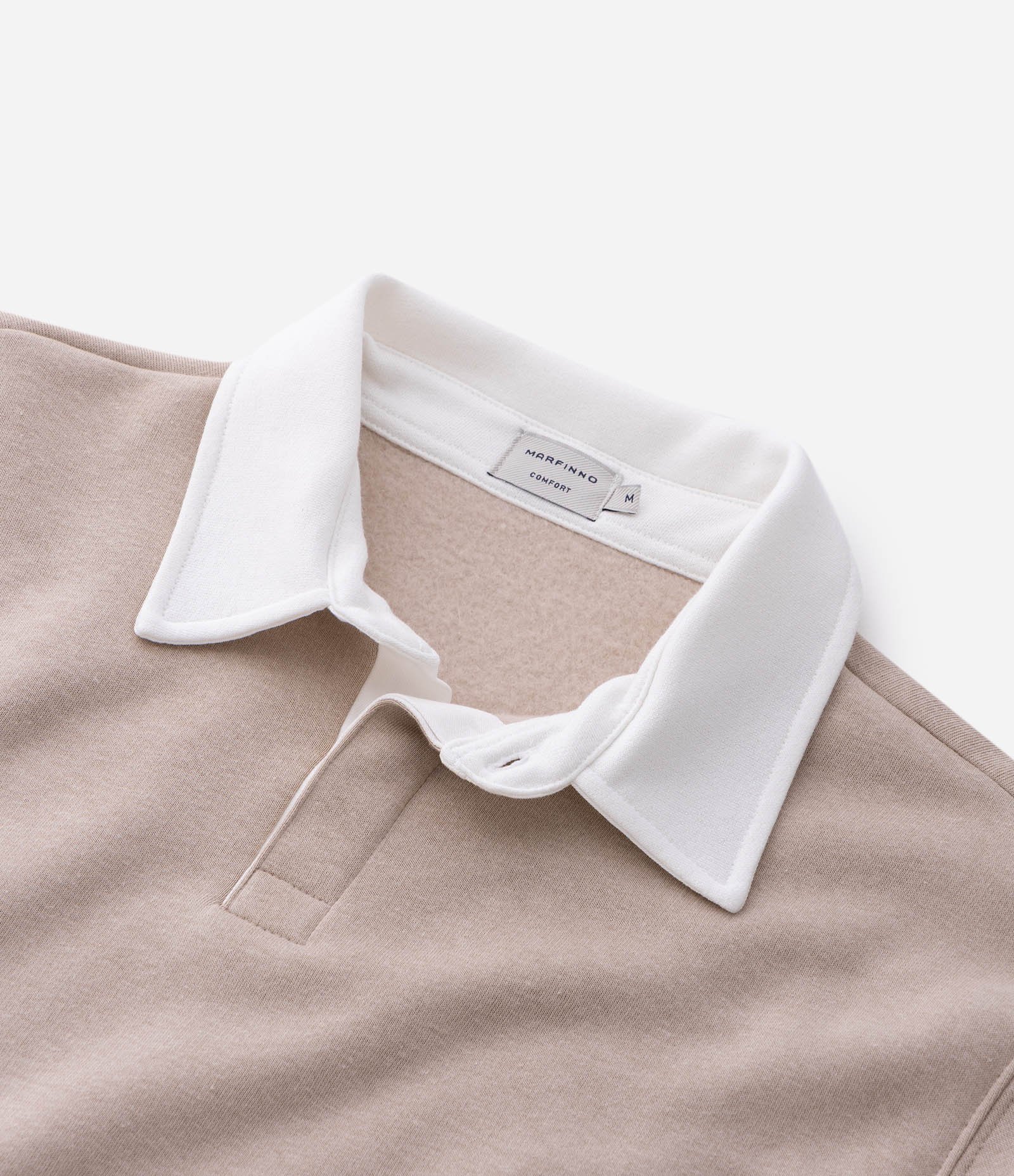 Blusão Moletom com Felpa e Gola Polo Contrastante Bege 4