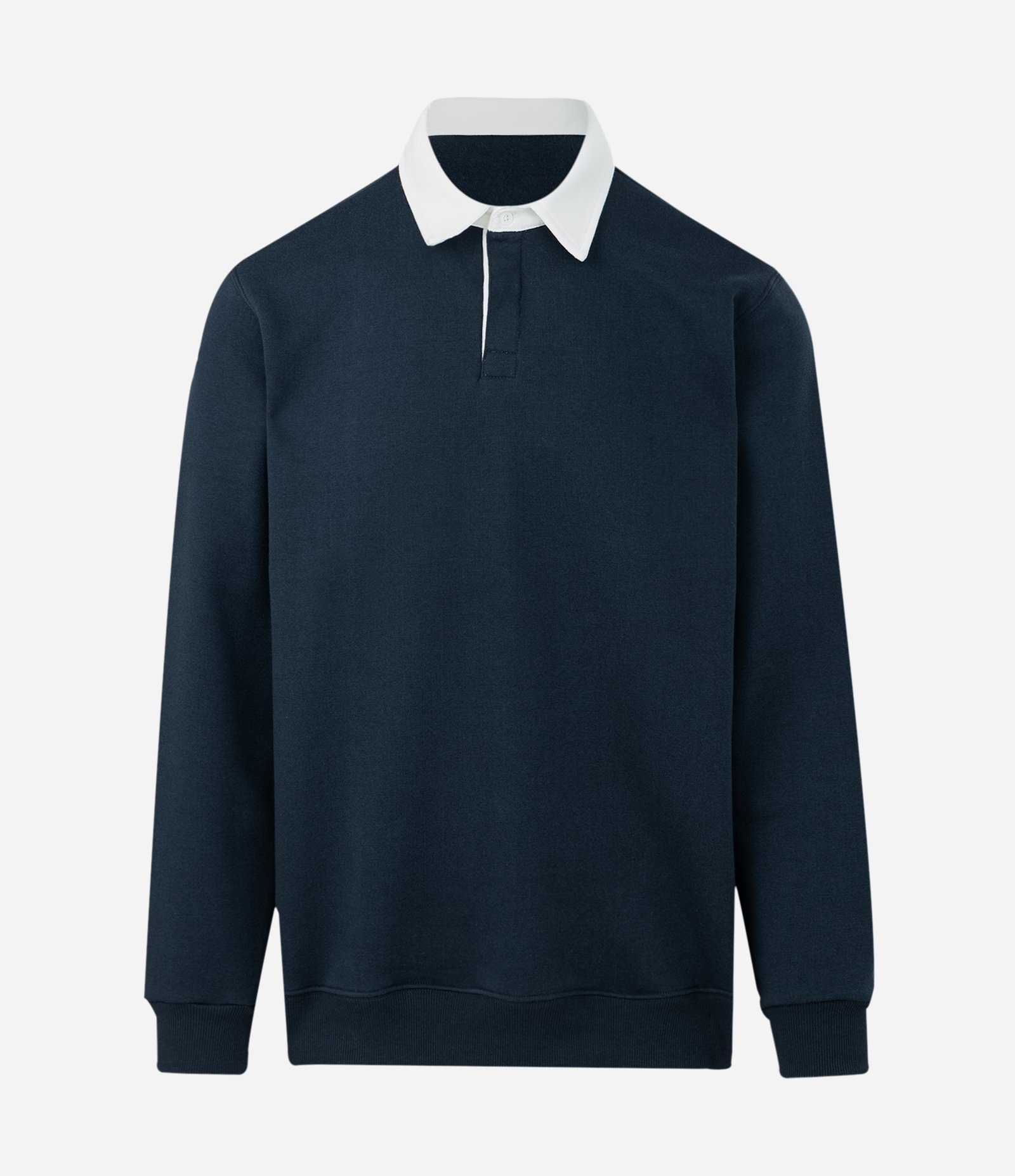 Blusão Moletom com Felpa e Gola Polo Contrastante Azul 1