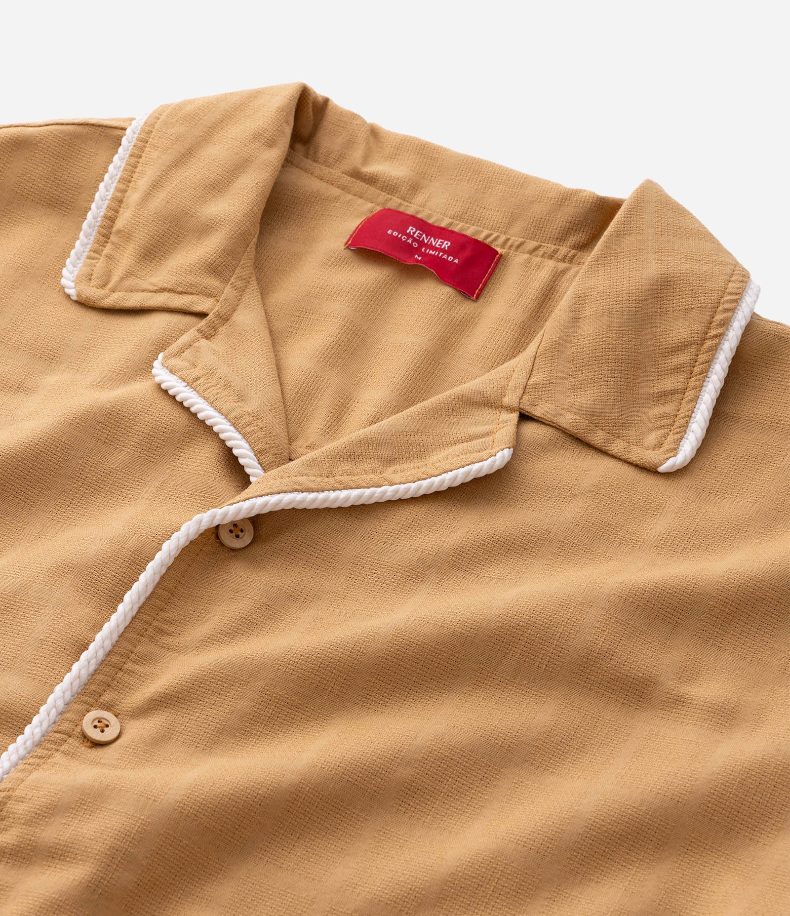 Camisa Boxy em Algodão Texturizada com Detalhes Contrastante Amarelo 4