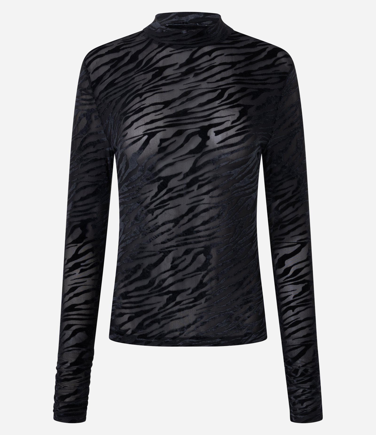 Blusa Regular em Tule com Estampa Texturizada Animal Print Preto 5