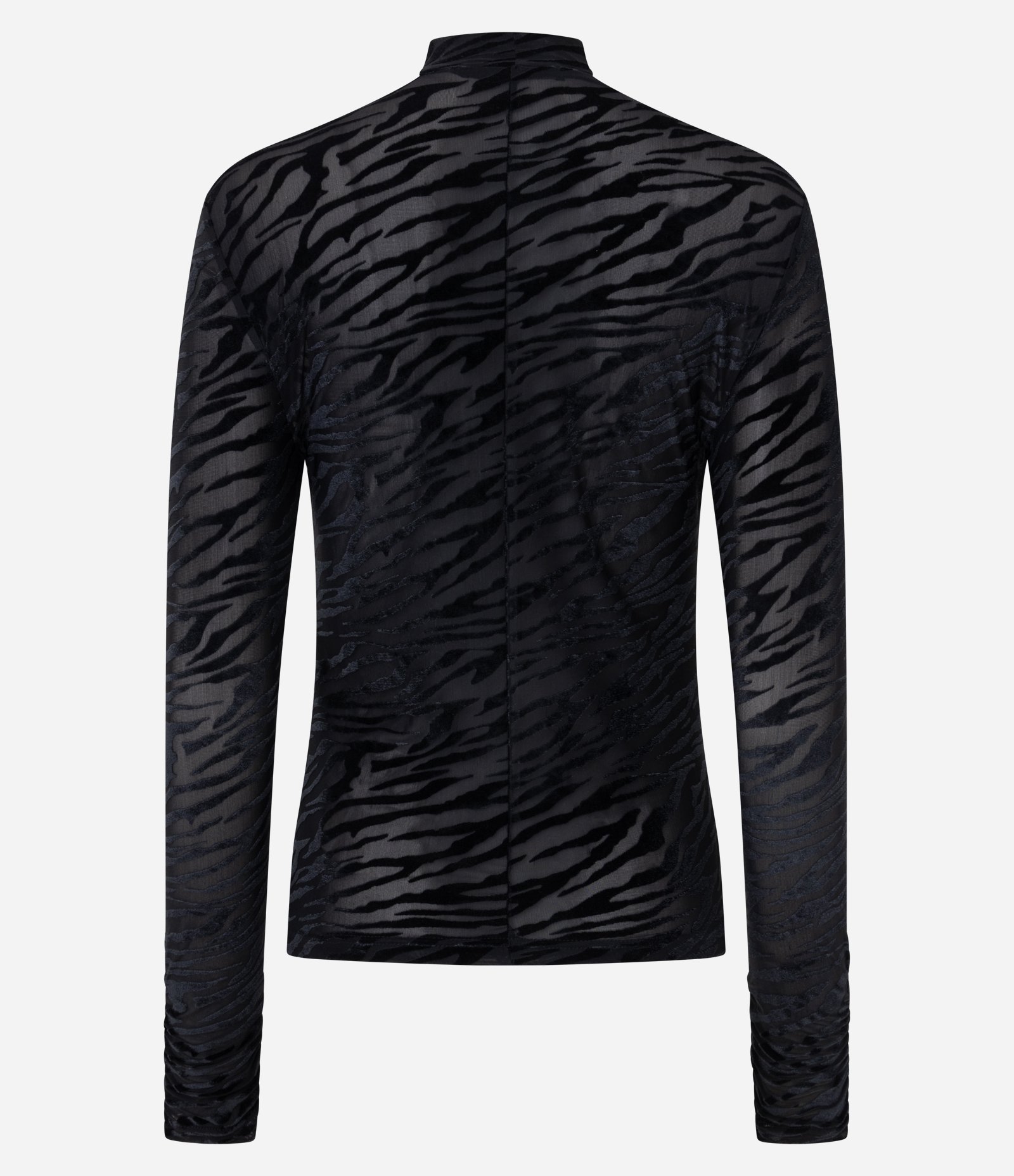 Blusa Regular em Tule com Estampa Texturizada Animal Print Preto 7