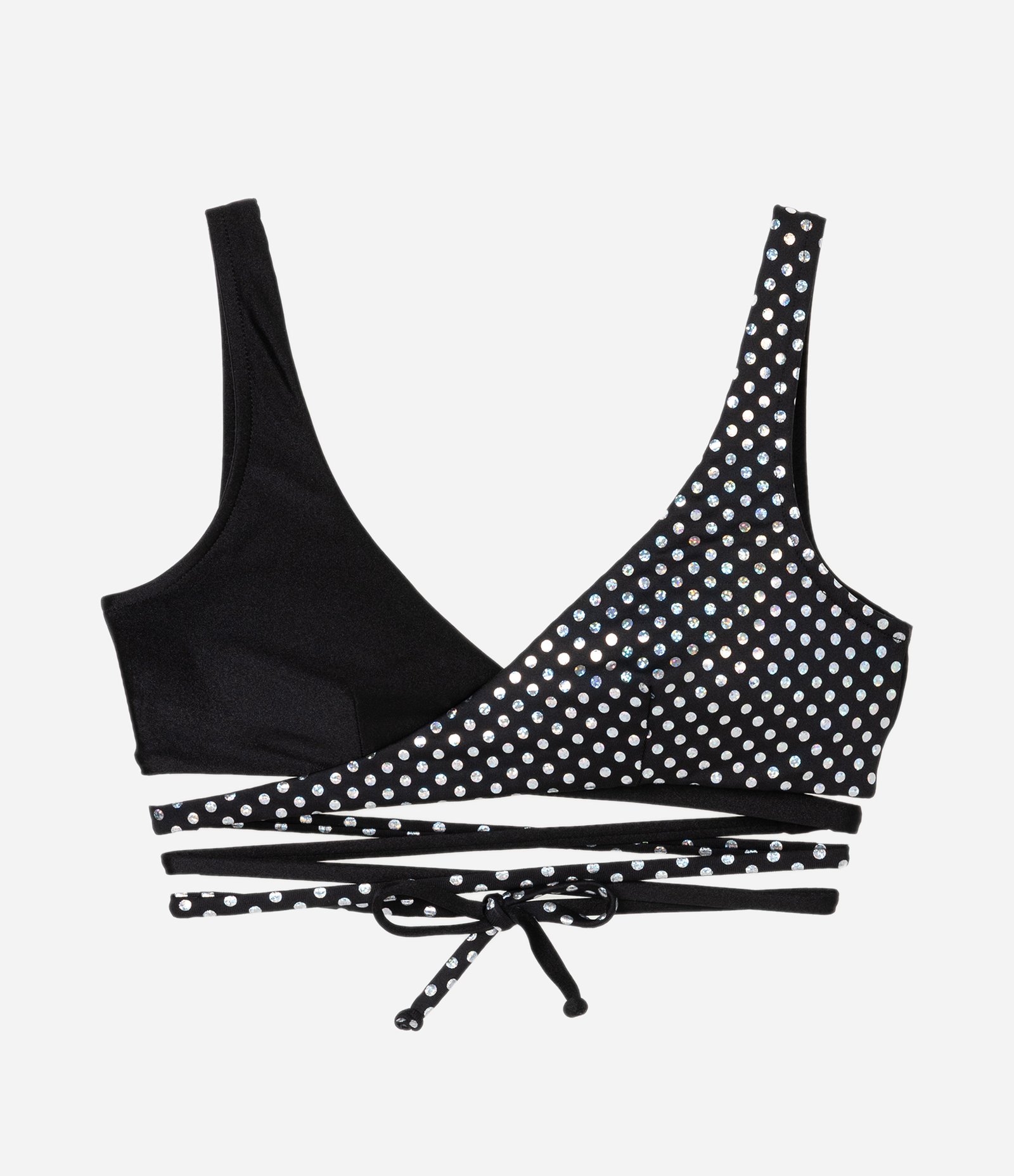 Biquíni Top Triângulo com Tiras E Brilho Preto 4