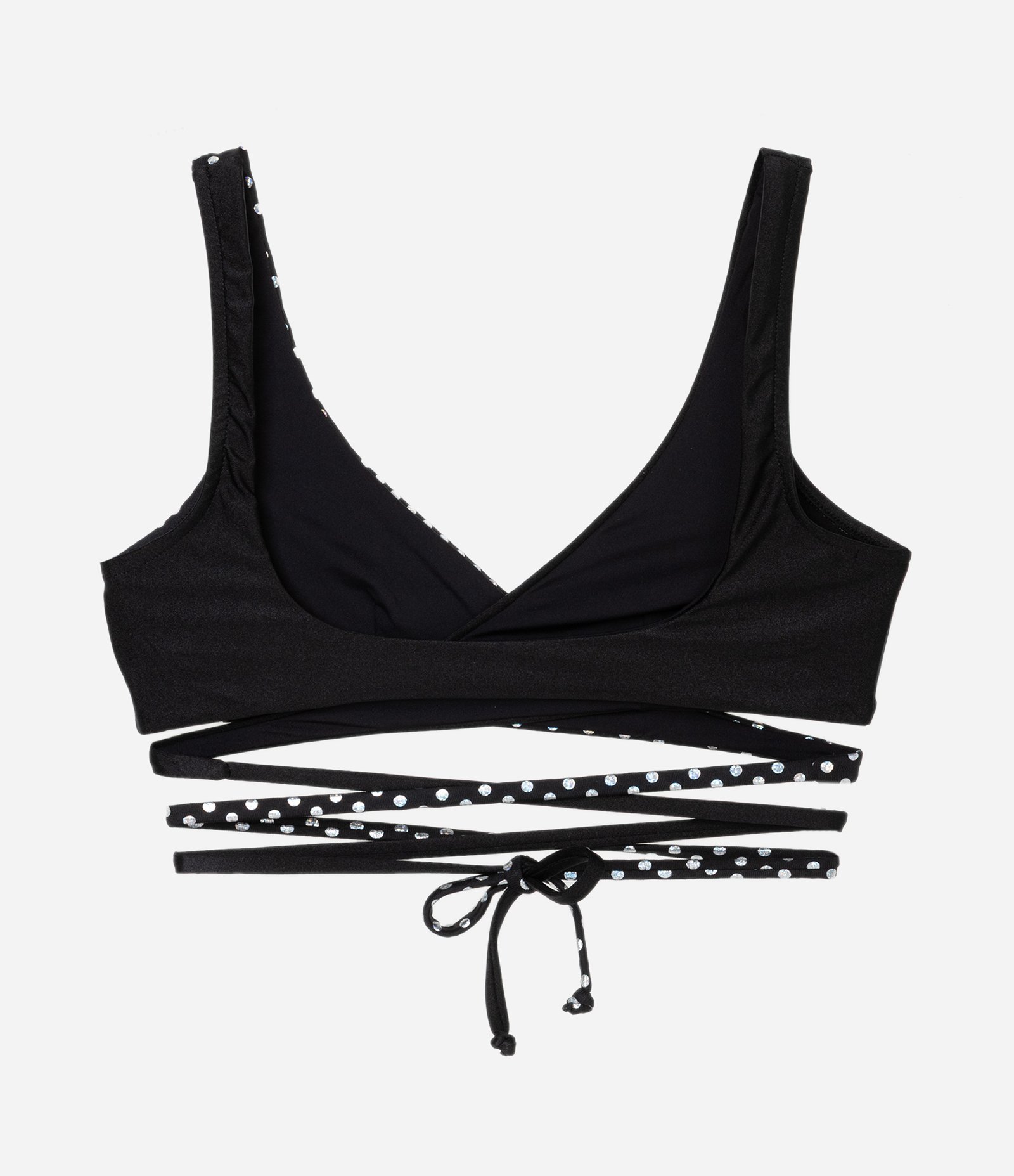 Biquíni Top Triângulo com Tiras E Brilho Preto 5