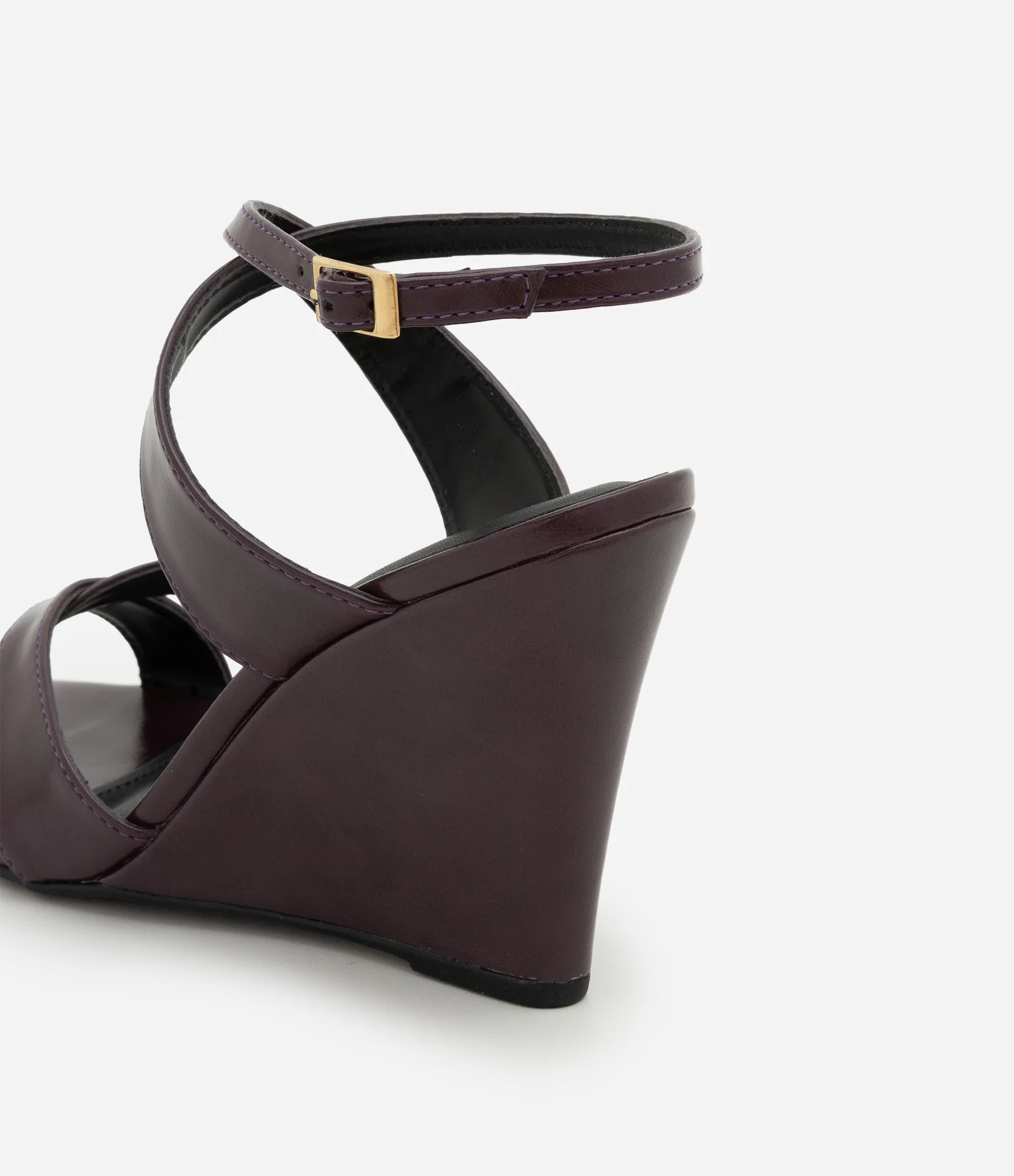 Sandália Anabela com Bico Folha e Tiras Cruzadas Vinho 4