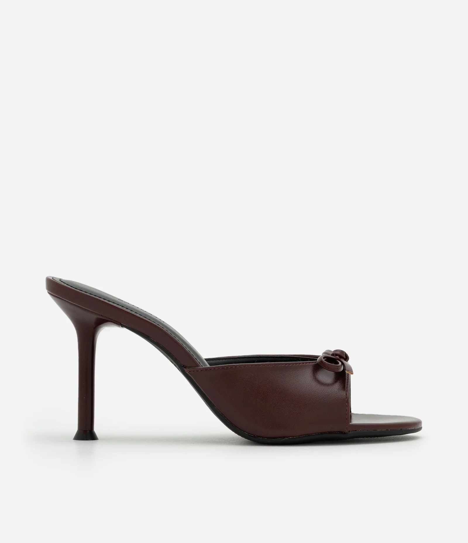 Sandália Mule em Pu com Mini Laço Bordô 1