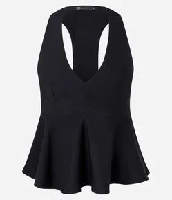 Blusa Peplum com Alça Nadador e Decote V
