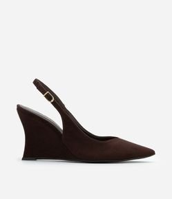 Sapato Slingback com Salto Anabela em Suede