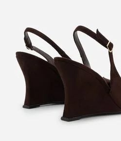 Sapato Slingback com Salto Anabela em Suede
