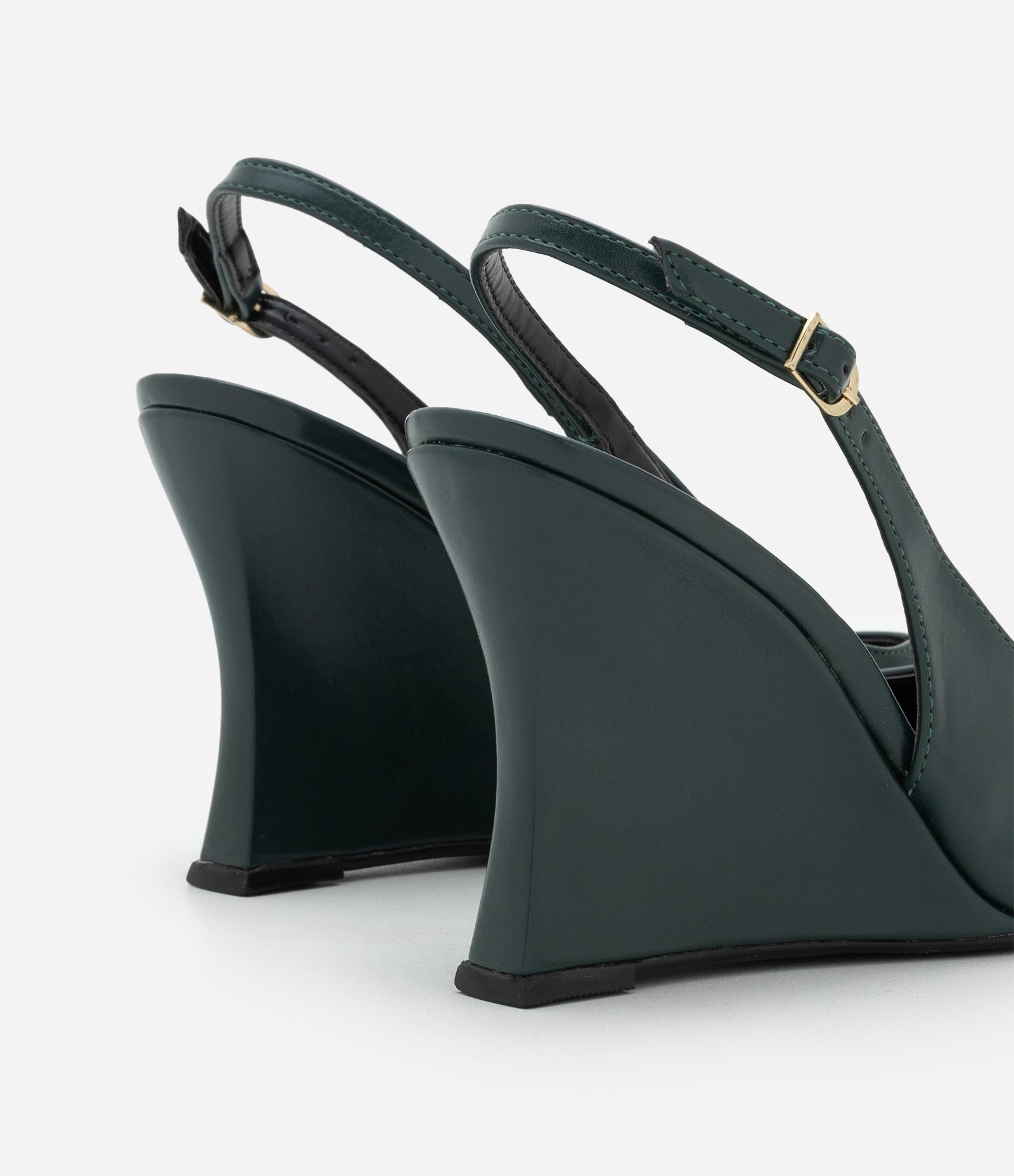Sapato Slingback em PU com Salto Anabela Verde 3