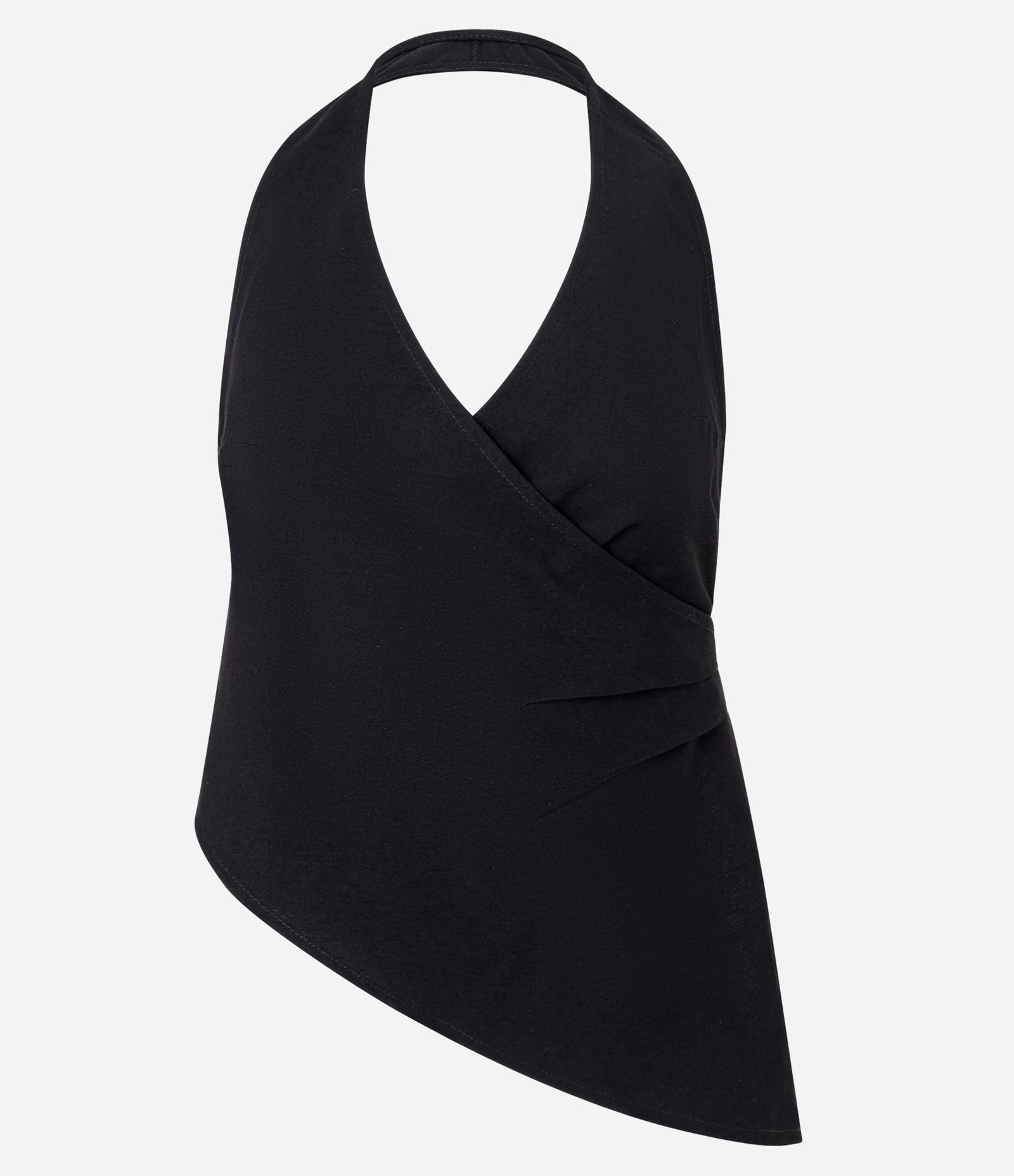 Blusa Frente Única Transpassada com Ponta Assimétrica Preto 5