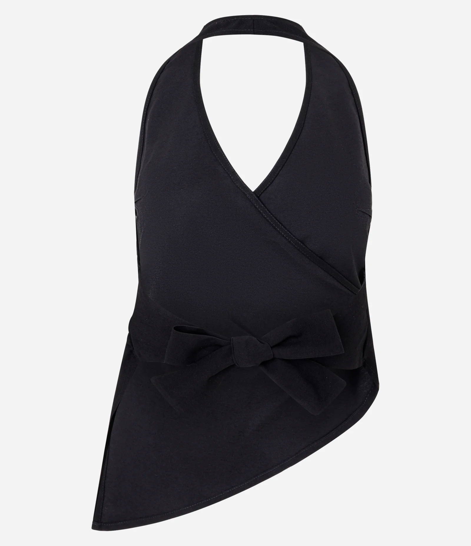 Blusa Frente Única Transpassada com Ponta Assimétrica Preto 6