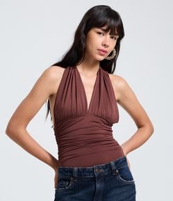 Body Frente Única com Recorte e Franzidos