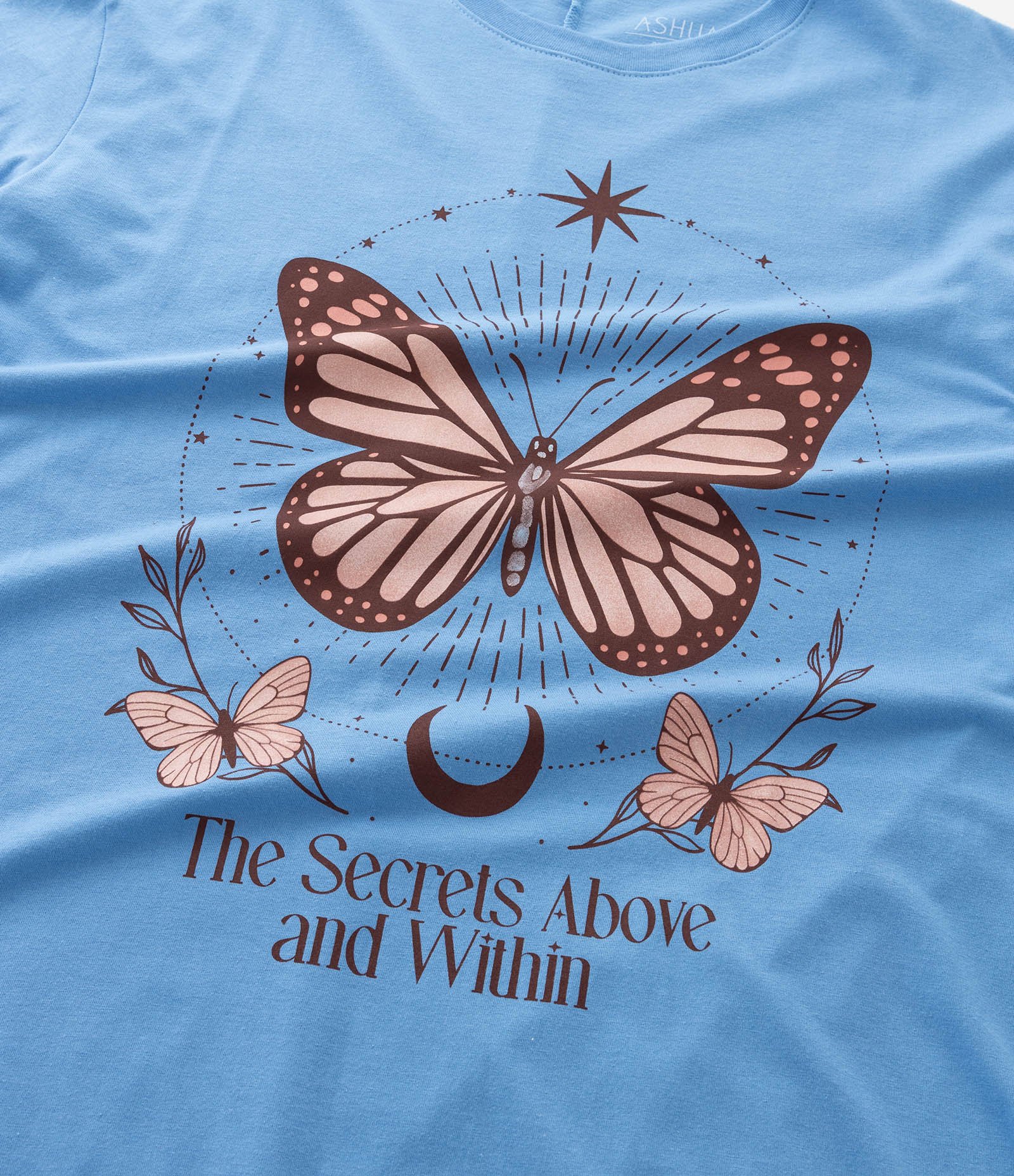 Vestido T-Shirt em Algodão Estampa Borboleta Mística Curve & Plus Size Azul 4