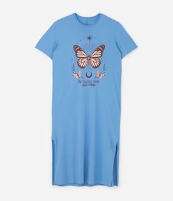 Vestido T-Shirt em Algodão Estampa Borboleta Mística Curve & Plus Size