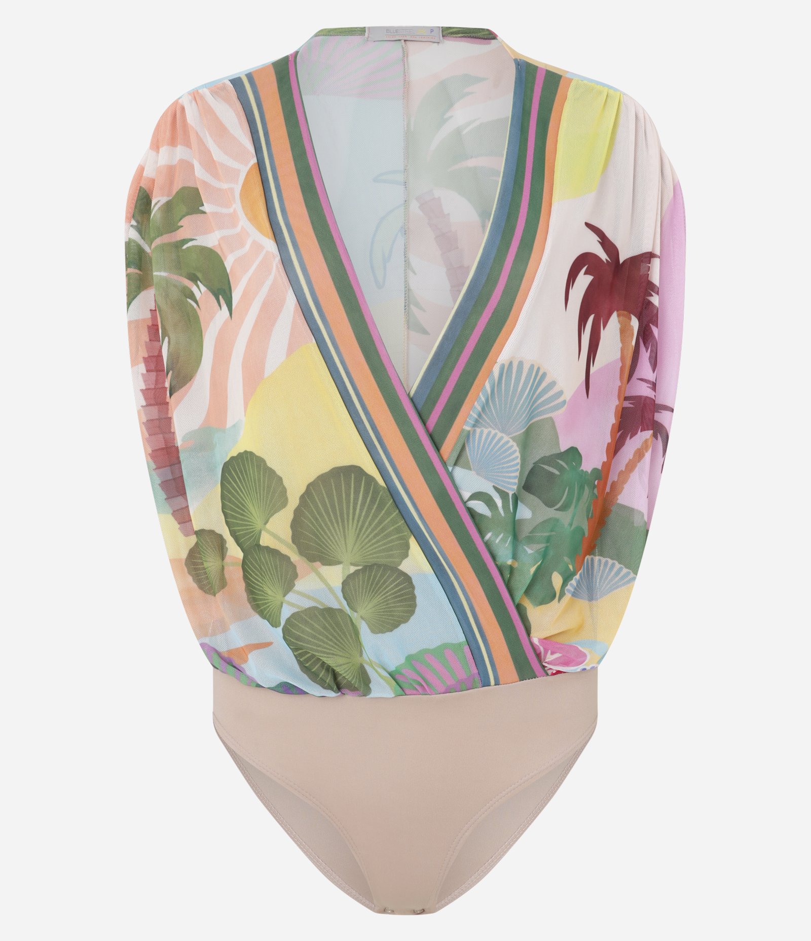 Body em Tule com Mix de Estampa Tropical Multicores 4