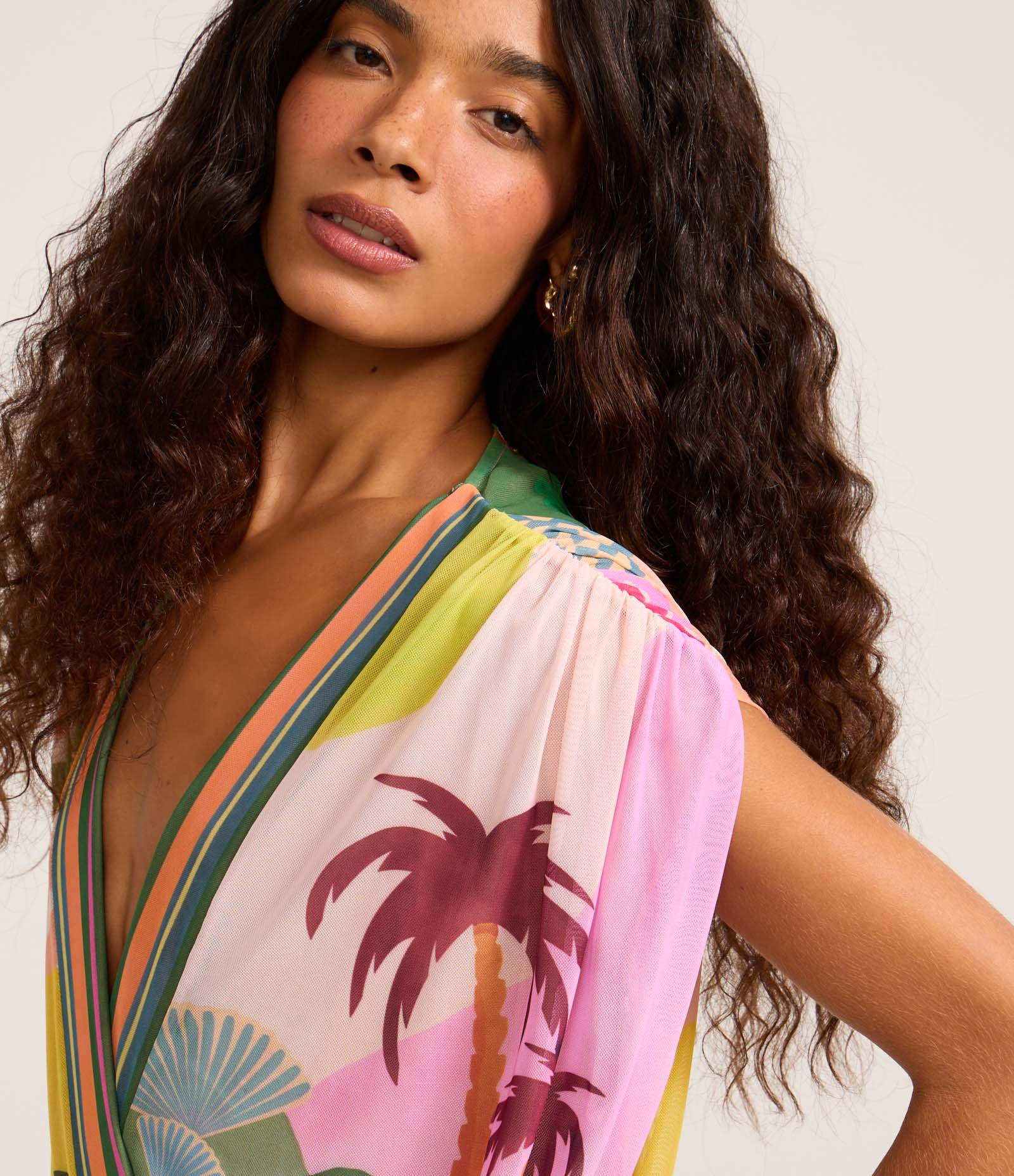 Body em Tule com Mix de Estampa Tropical Multicores 3