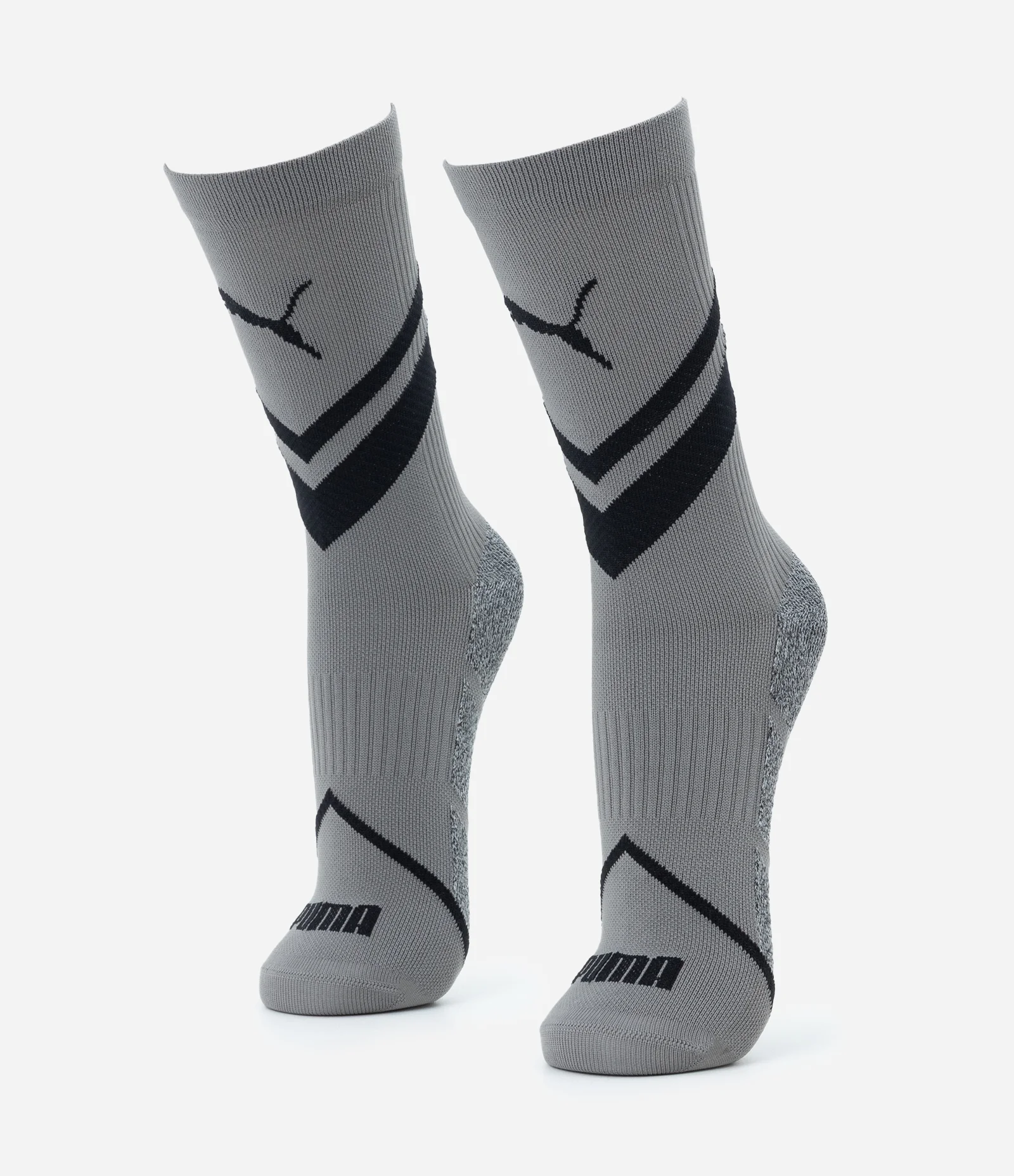 Meia Esportiva com Compressão e Estampa Geométrica Puma Cinza 1