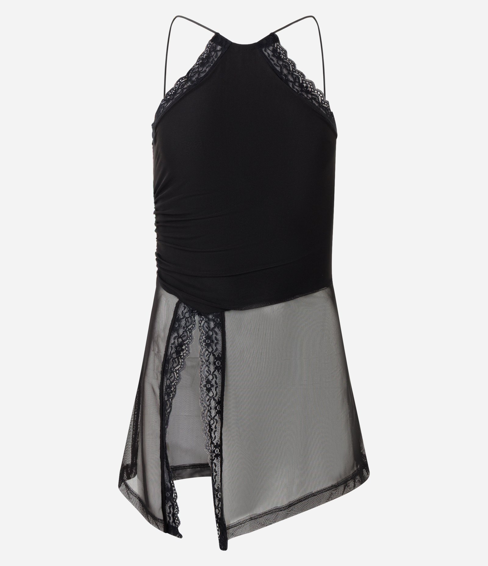 Blusa Halter em Tule com Renda Aplicada Preto 5