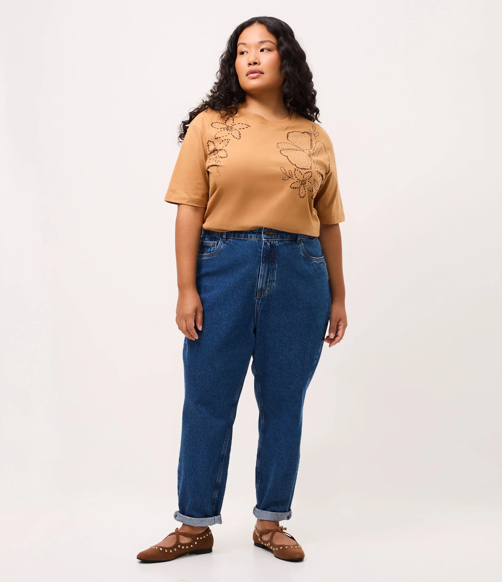Blusa Boxy em Algodão com Estampa Floral e Tachinhas Curve & Plus Size Amarelo 2