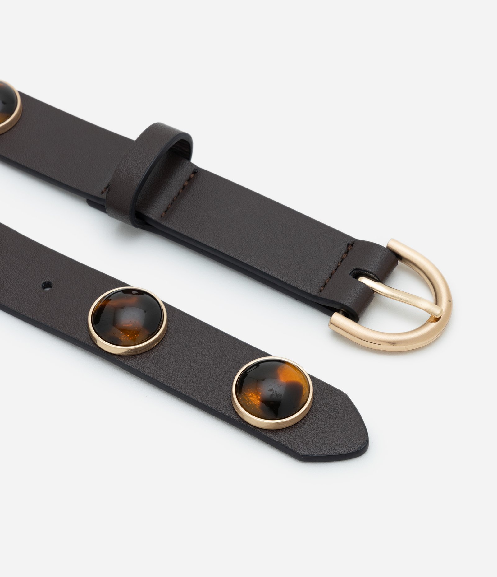 Cinto Médio com Detalhes em Estampa Casco de Tartaruga Marrom 3