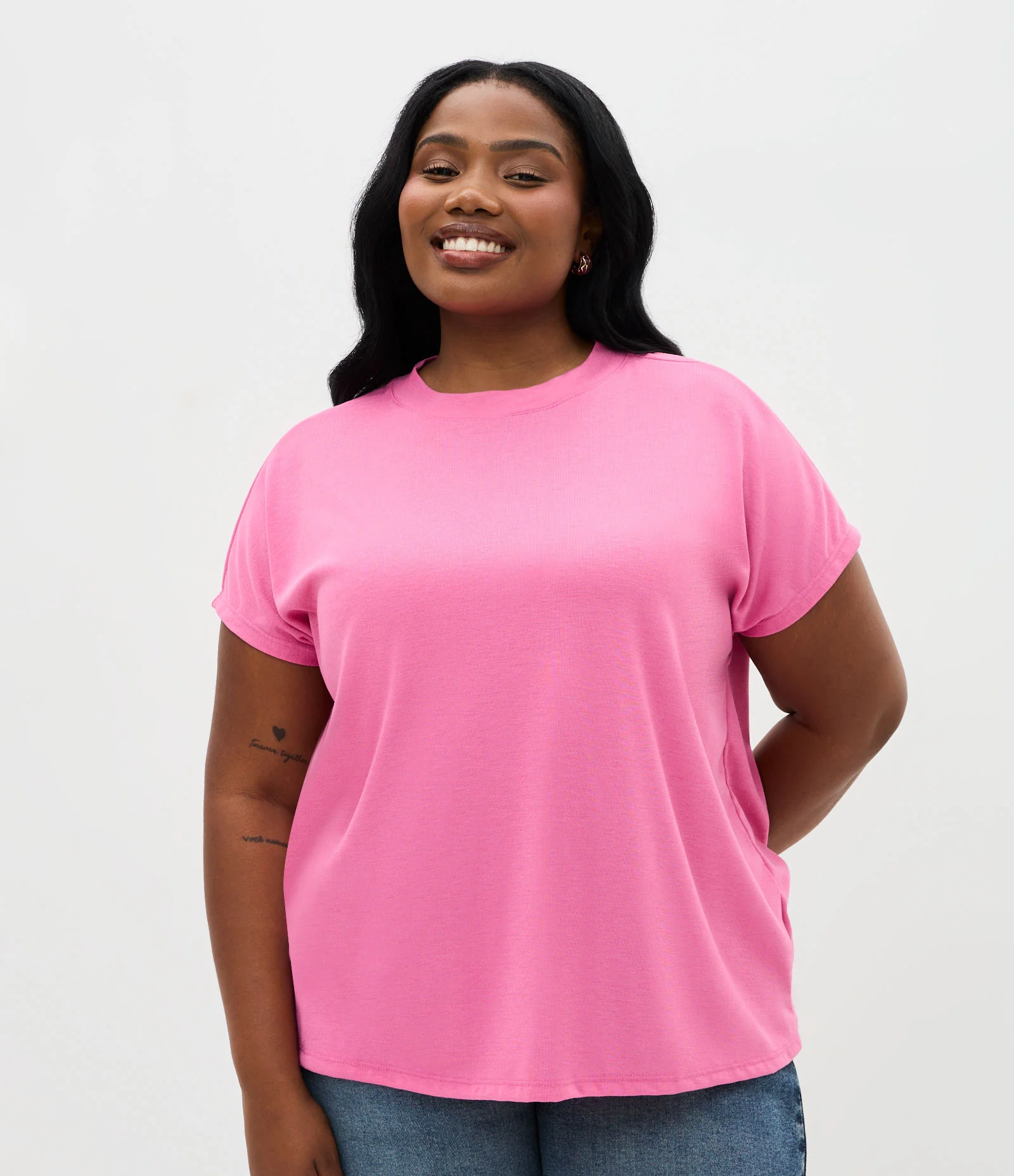 Blusa Básica em Ribana e sem Cava Curve & Plus Size Rosa 1