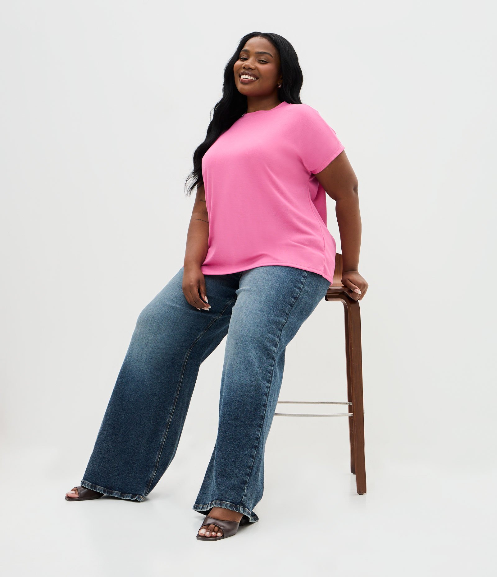 Blusa Básica em Ribana e sem Cava Curve & Plus Size Rosa 2