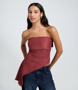 Blusa Tomara que Caia em Tule com Ponta Assimétrica