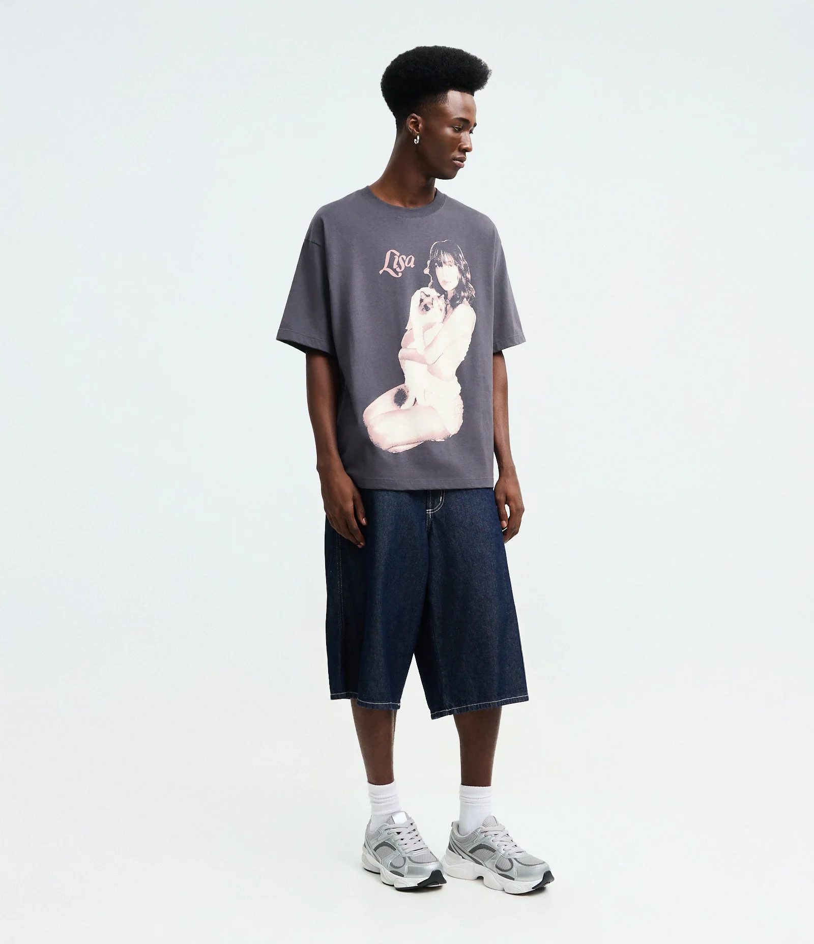 Camiseta em Algodão Estampa Lisa Black Pink Cinza 2