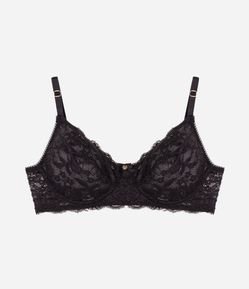 Sutiã Sem Bojo e Com Aro em Renda Floral