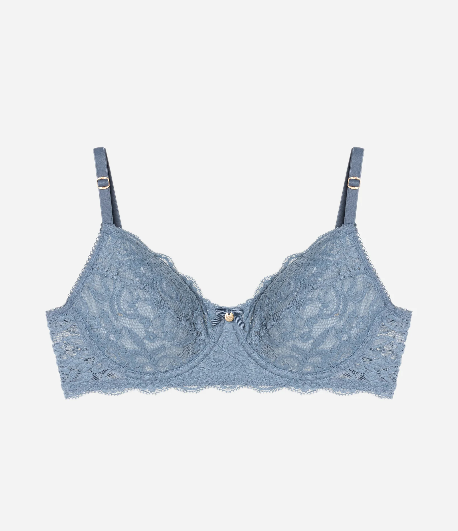 Sutiã Sem Bojo e Com Aro em Renda Floral Azul Escuro 1