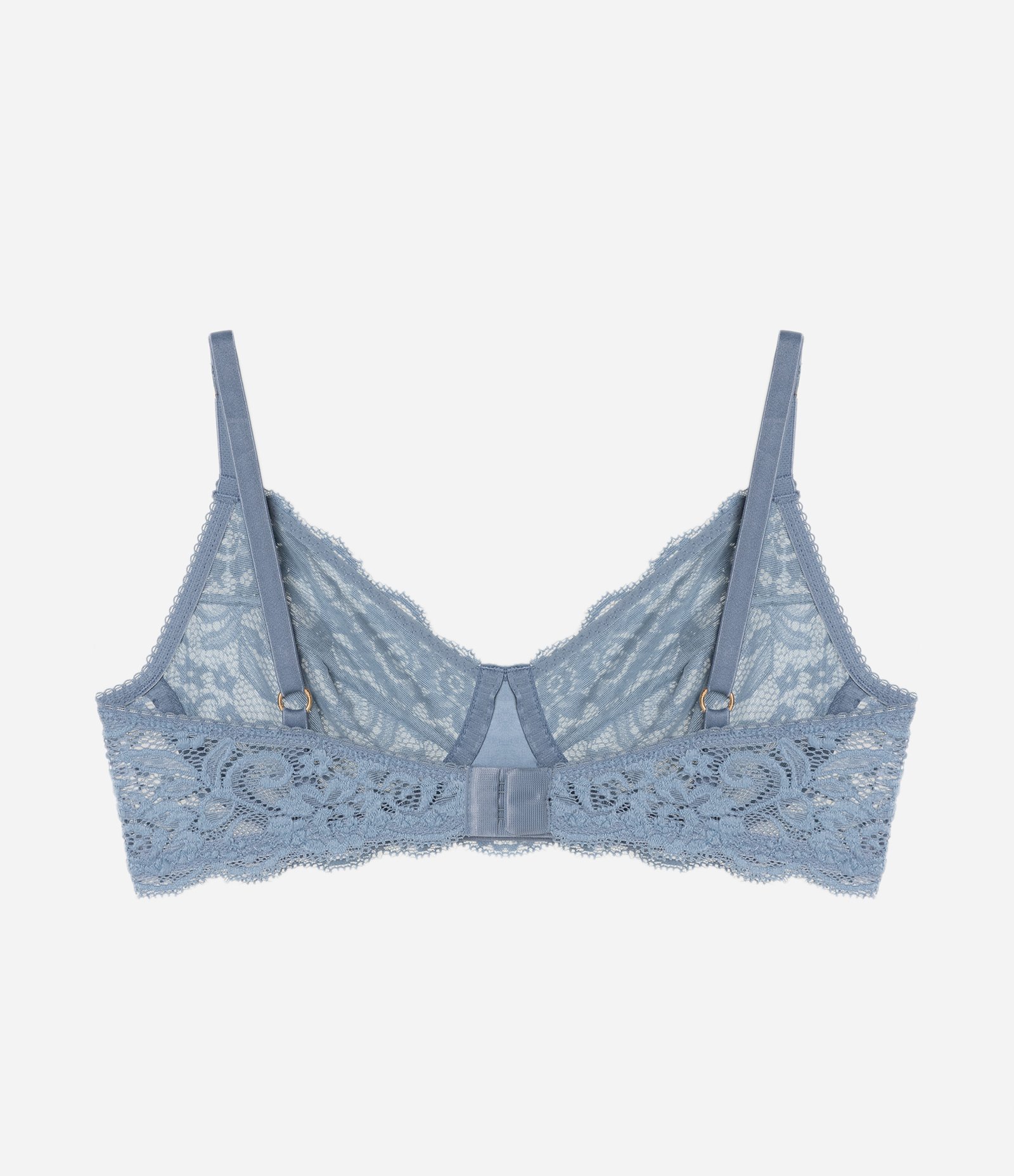 Sutiã Sem Bojo e Com Aro em Renda Floral Azul Escuro 2