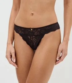Calcinha Biquíni Fio em Renda Floral