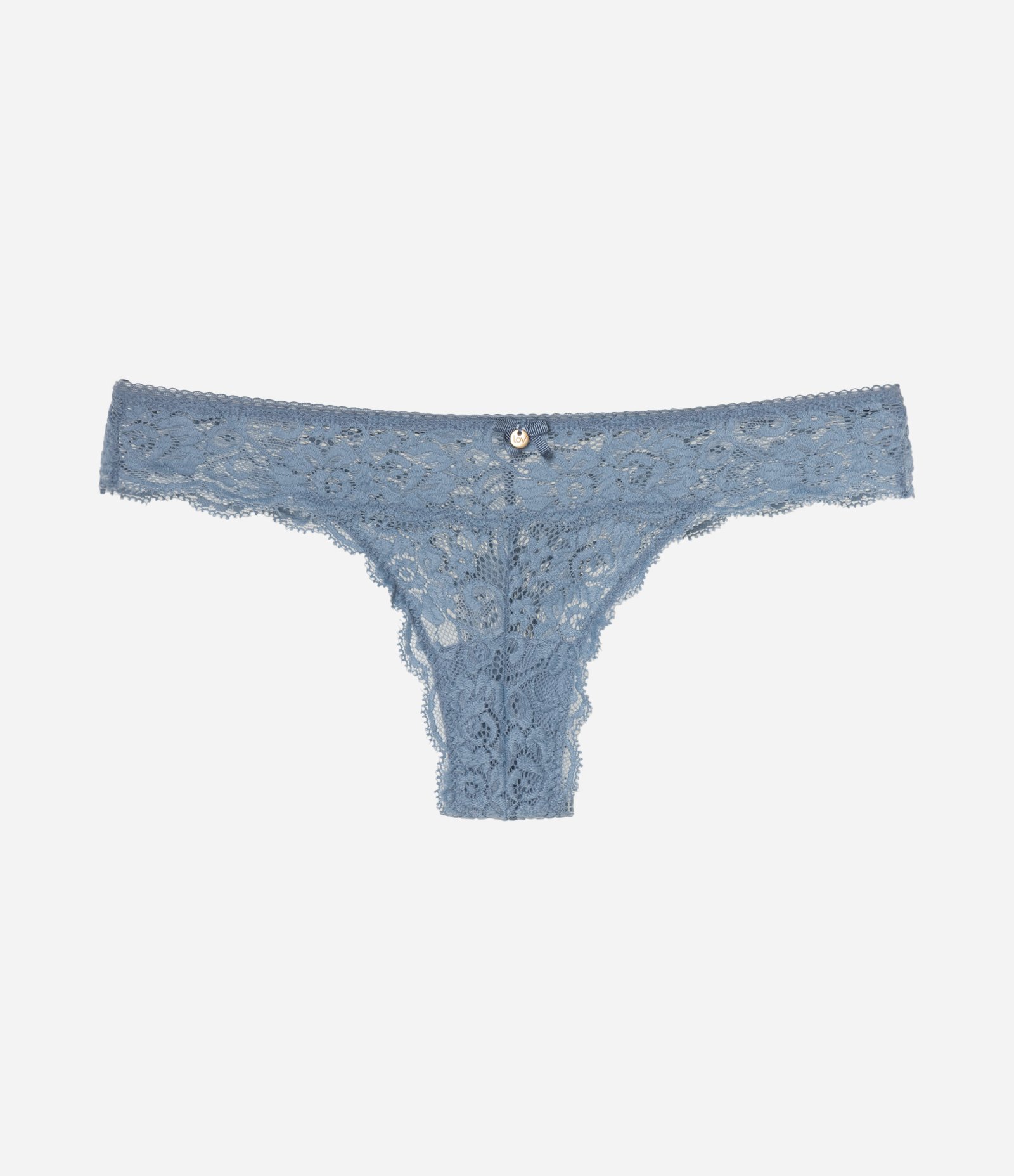 Calcinha Biquíni Fio em Renda Floral Azul 5