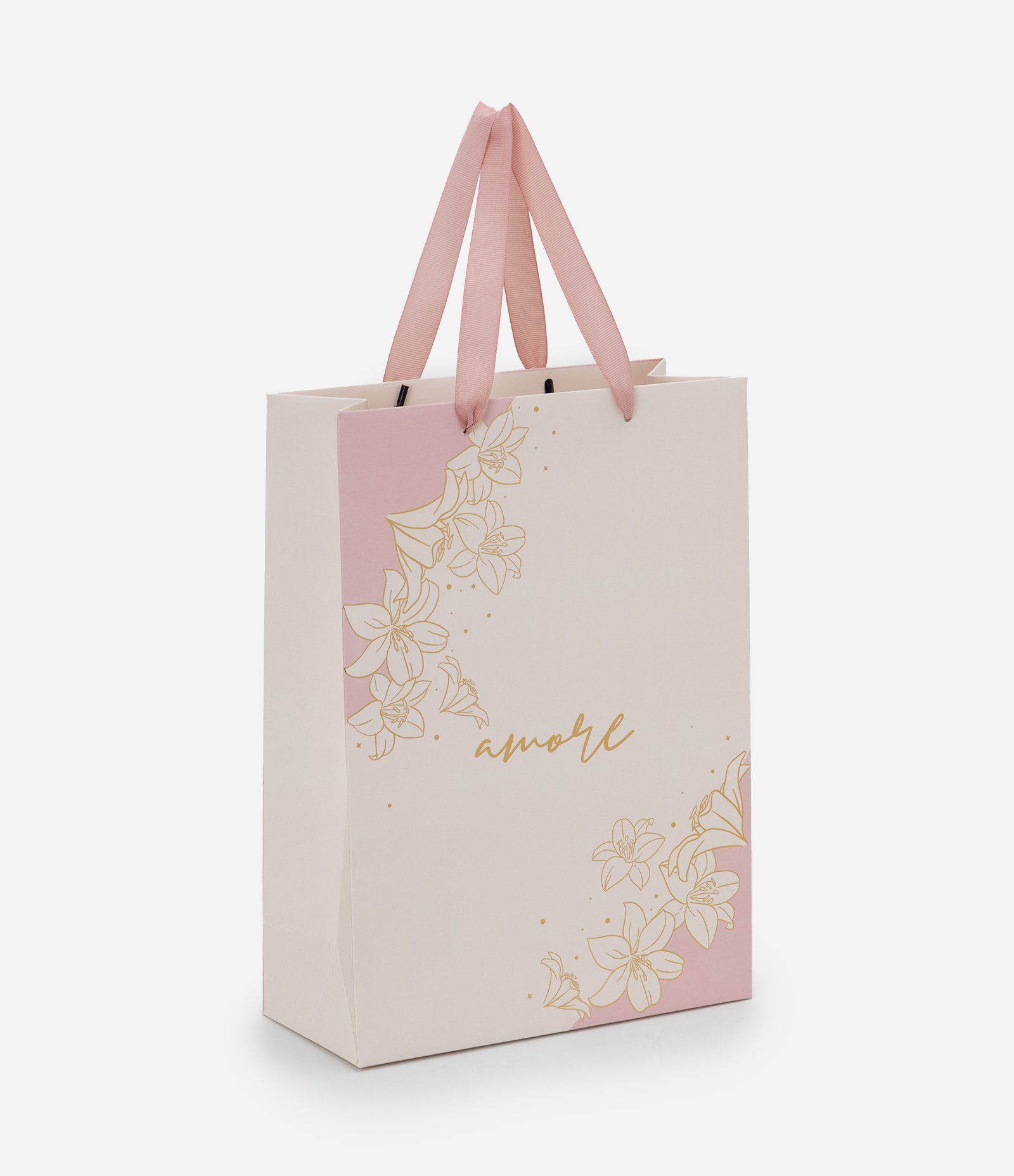 Embalagem de Presente Pequena com Estampa Amore e Cartão Bege 1