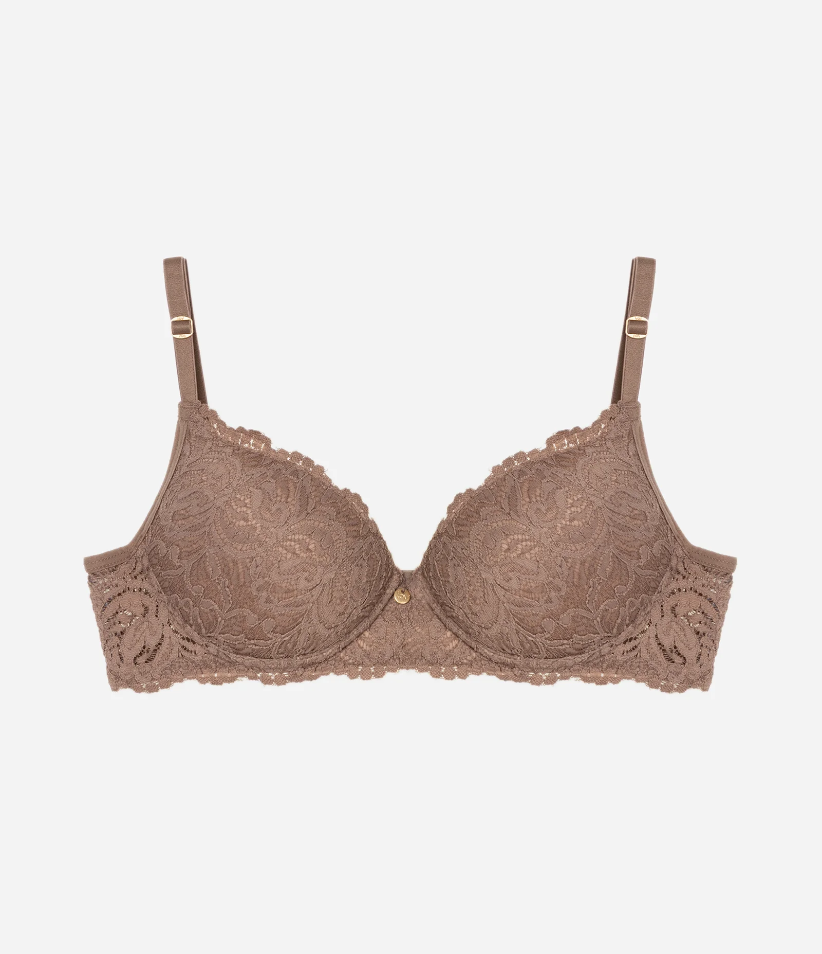 Sutiã Base em Renda Rústica com Bojo Oco Marrom 1